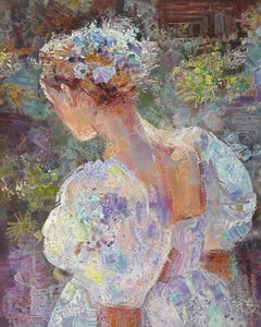 Lights de printemps, Portrait  Peinture à l'huile originale, œuvre d'art faite à la main, unique en son genre