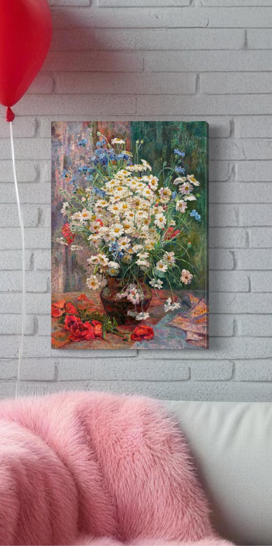Natura morta con margherite, Pittura a olio originale, Opera d'arte fatta a mano, Pezzo unico - Painting Impressionismo di Ashot Muradyan