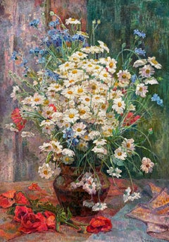 Still Life with Daisies, Original Oil Painting, Handmade Artwork, One of a Kind