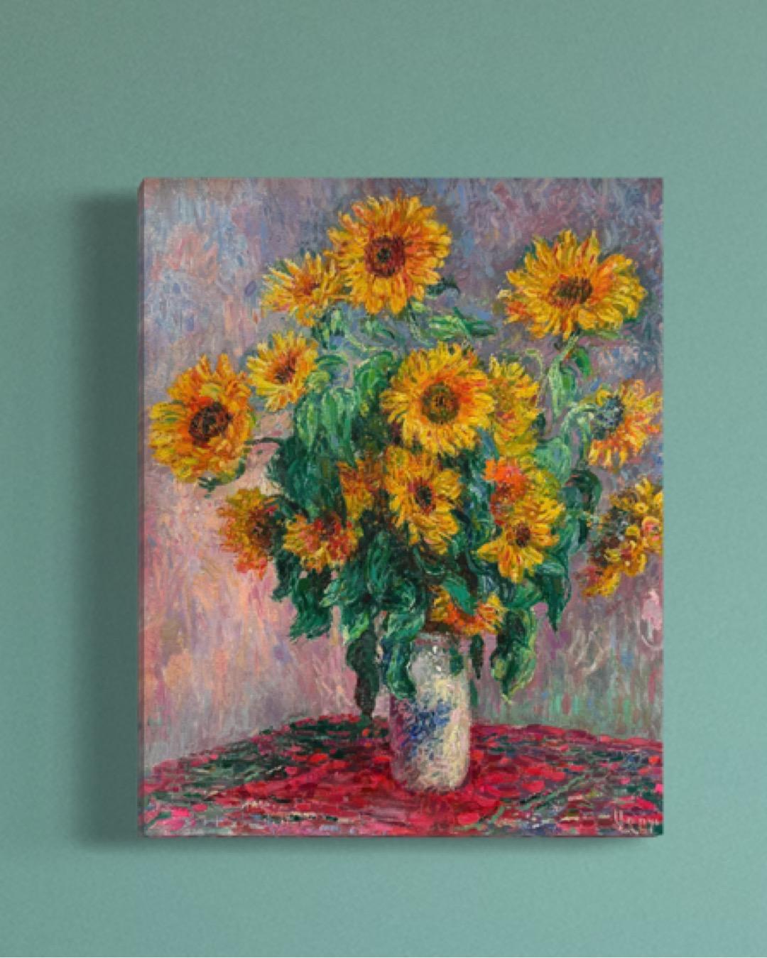 Sunflowers, Impressionism Oil Painting, Handmade Artwork, One of a Kind - Brown Still-Life Painting by Ashot Muradyan