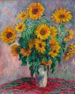Sunflowers, Impressionism Oil Painting, Handmade Artwork, One of a Kind
