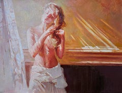Sunshine, Women Portrait, Figurative, Original Oil Painting, Handmade Artwork