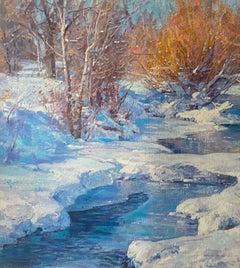 Winter Morning, Landscape Original Oil Painting, Handmade Artwork, One of a Kind