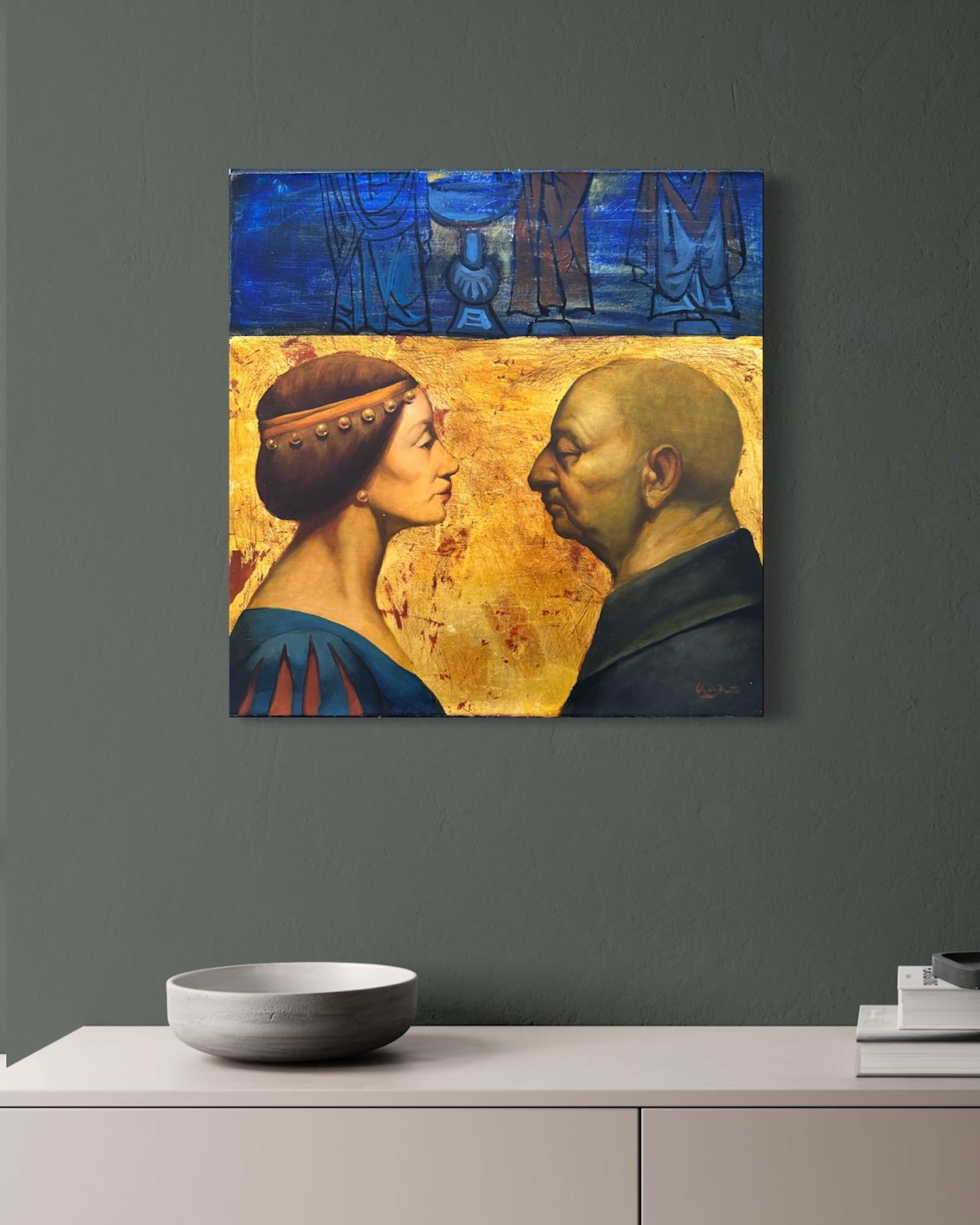 Baptême Portrait Figuratif Surréalisme Peinture à l'huile originale - Painting de Ashot Yan