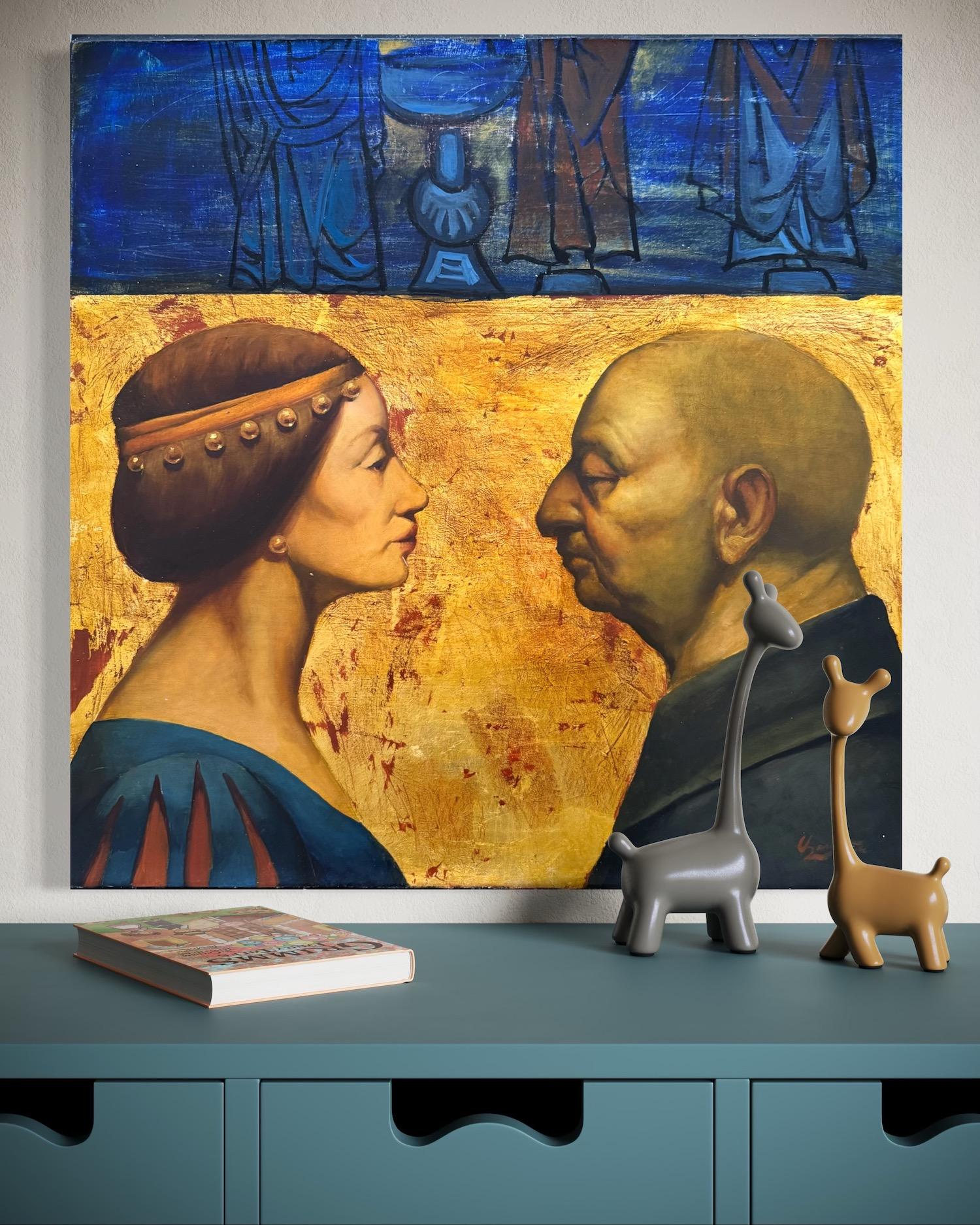 Baptême Portrait Figuratif Surréalisme Peinture à l'huile originale en vente 1