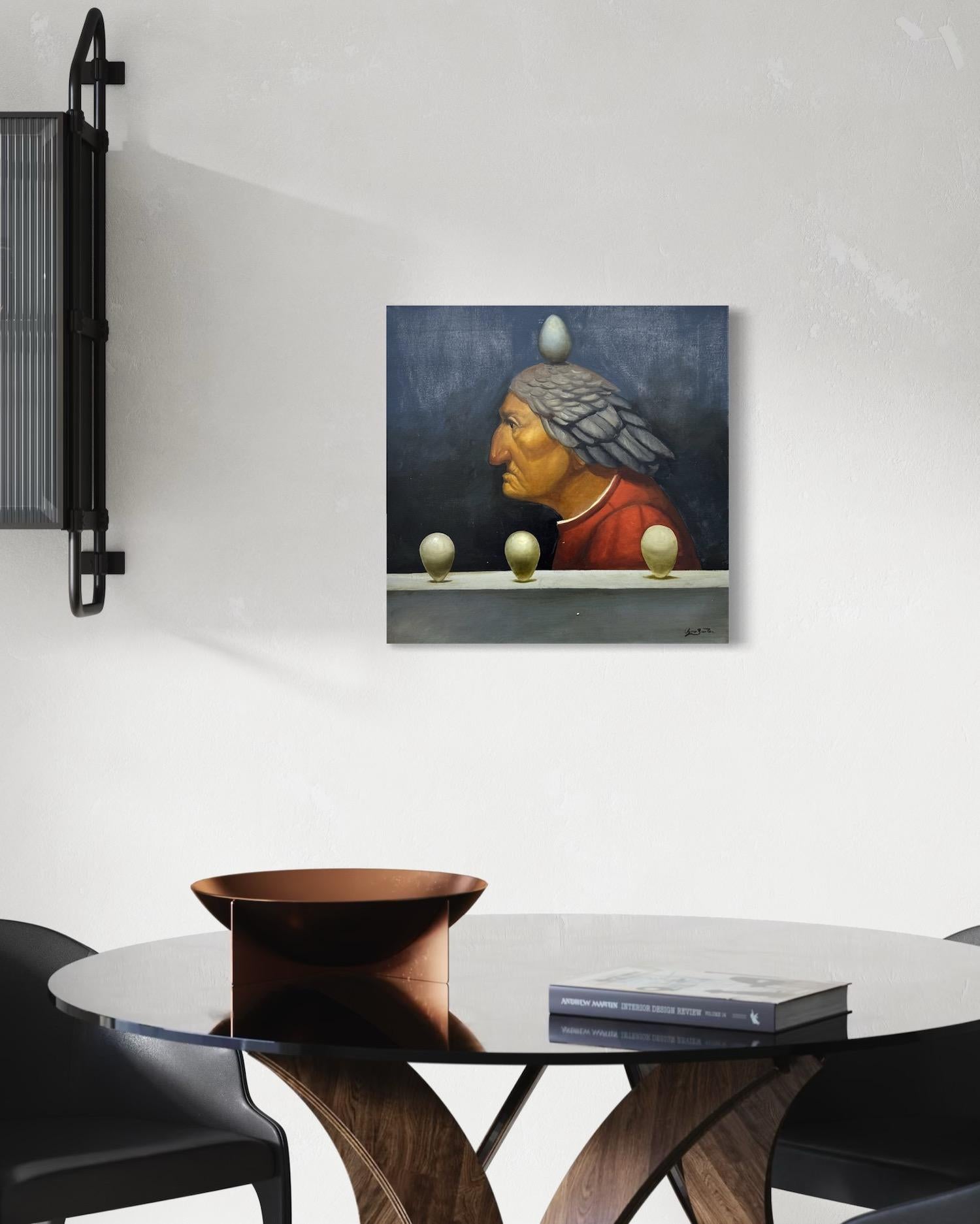 En mémoire de Dante Surréalisme figuratif Peinture à l'huile originale en vente 1