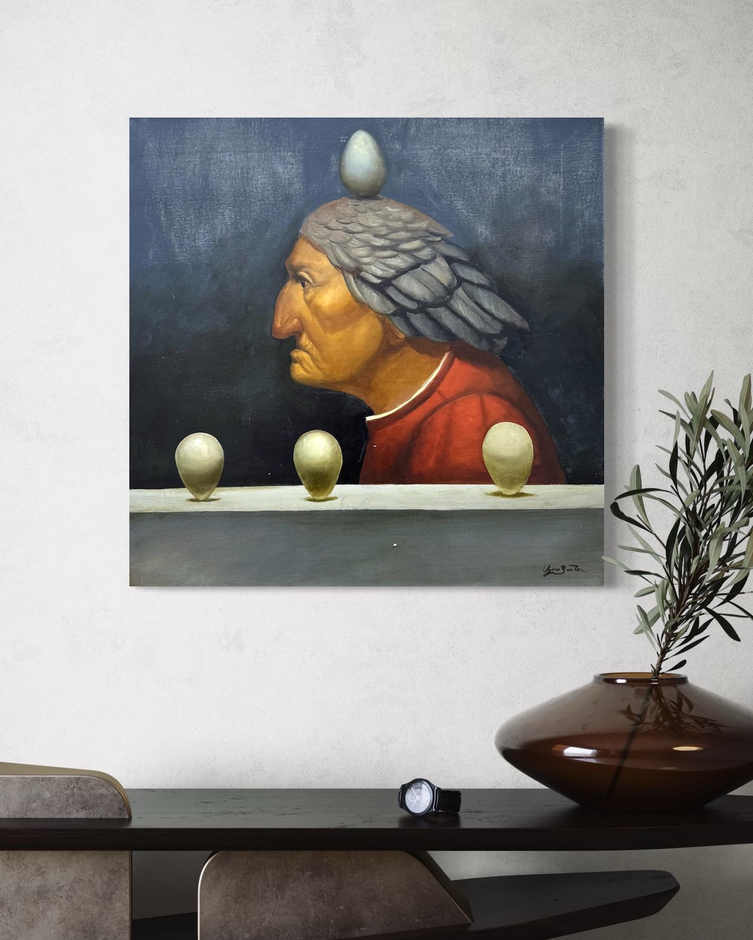 En mémoire de Dante Surréalisme figuratif Peinture à l'huile originale en vente 2