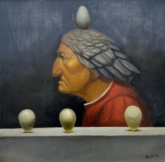 In memoria di Dante Surrealismo figurativo Pittura ad olio originale