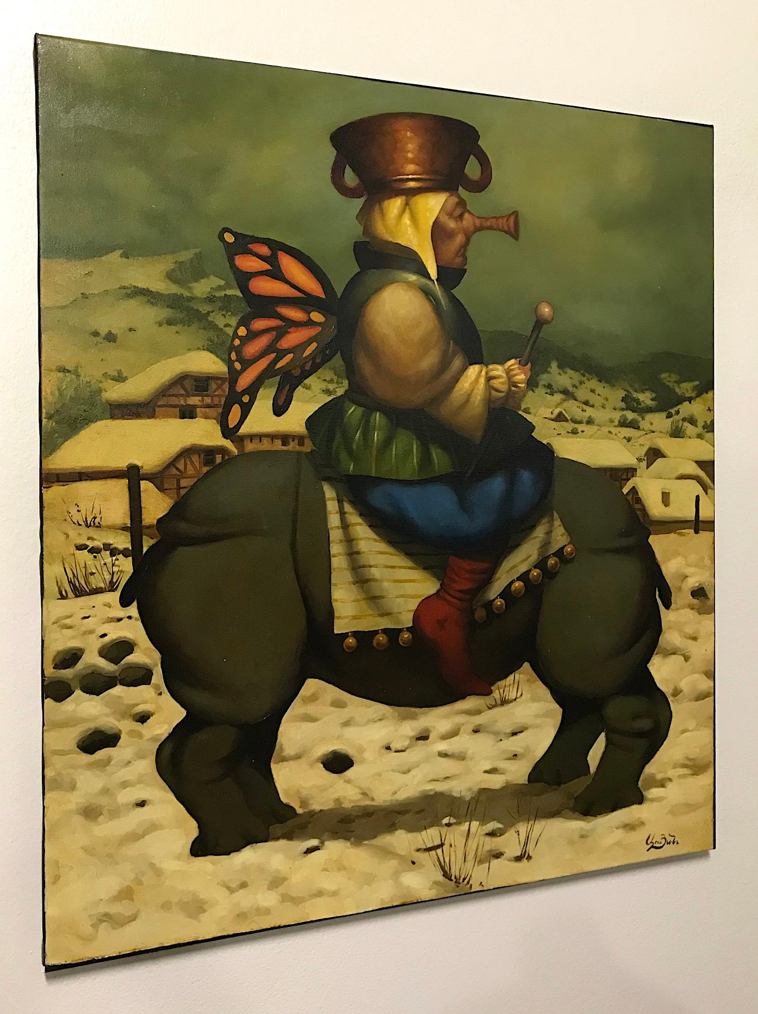 Loco de Gyurle, Surrealismo figurativo, Pintura al óleo original - Painting Académico de Ashot Yan