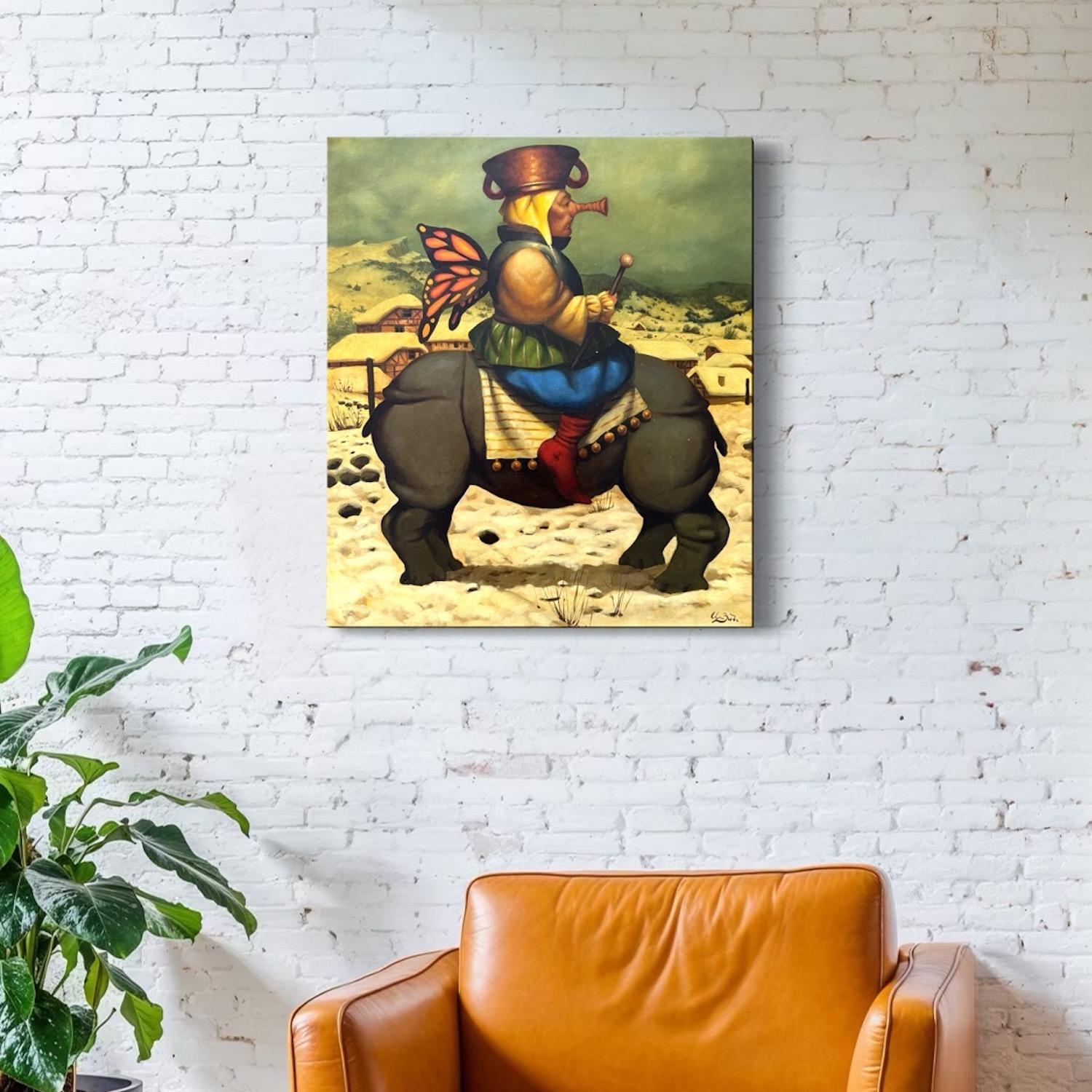 Madman from Gyurle, Figurative Surrealism, Original oil Painting For Sale 1