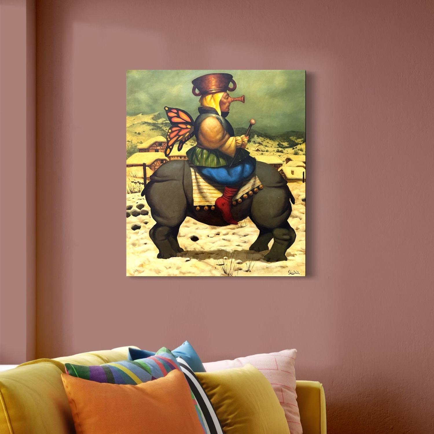 Madman from Gyurle, Figurative Surrealism, Original oil Painting For Sale 3