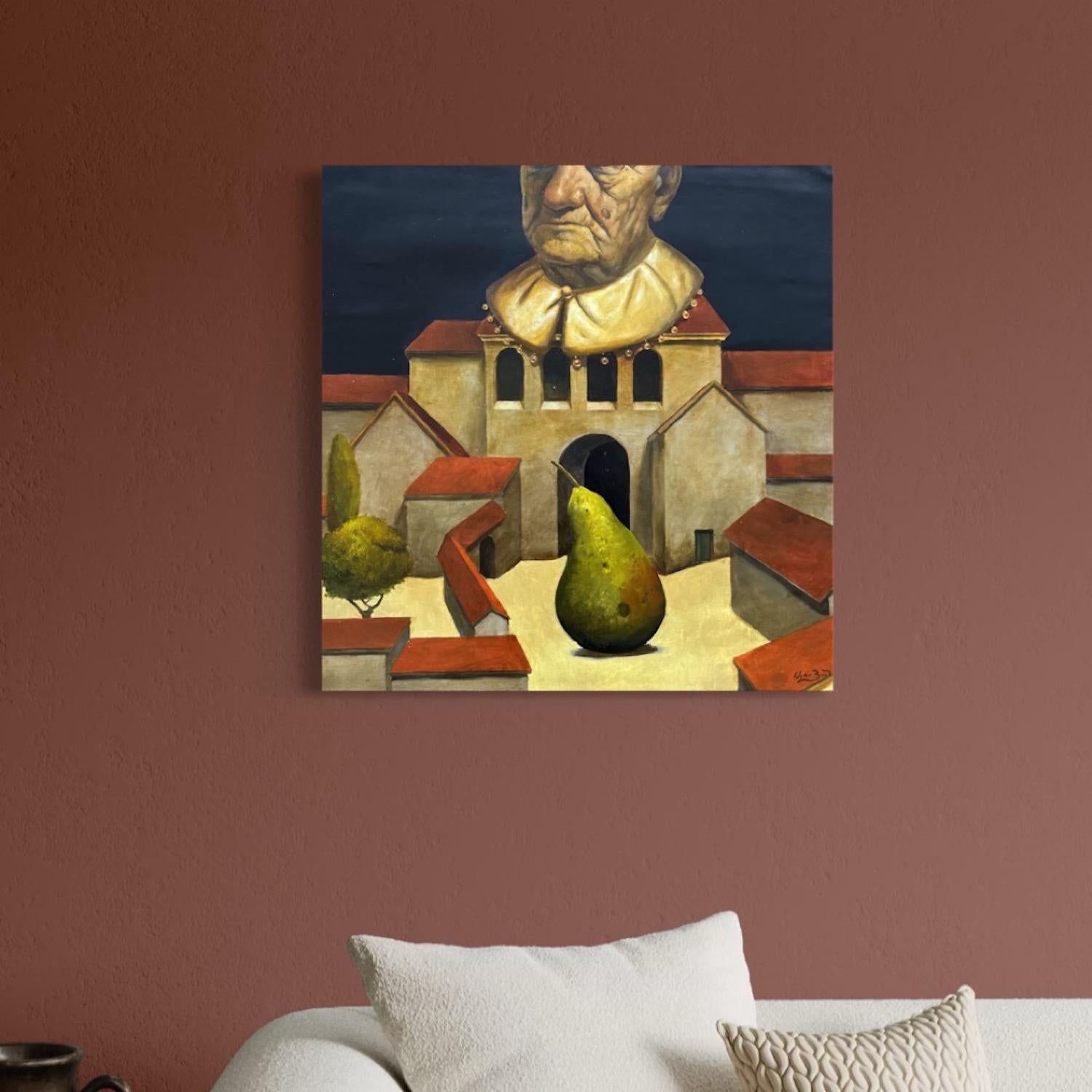 Portrait de maire Surréalisme Peinture à l'huile originale - Marron Portrait Painting par Ashot Yan