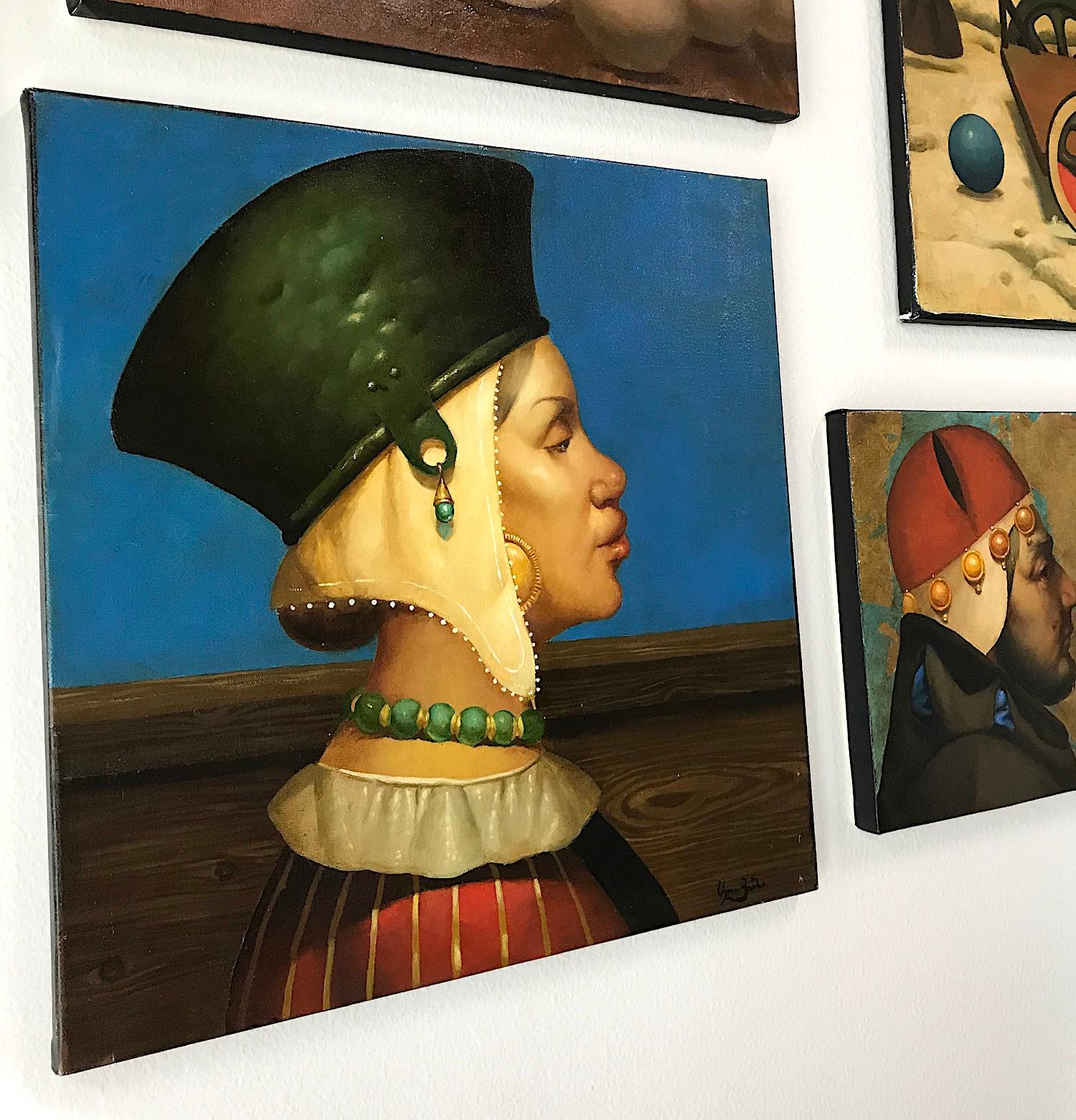 Musa, Retrato, Pintura al óleo original, Único en su género - Figurative Painting Negro de Ashot Yan