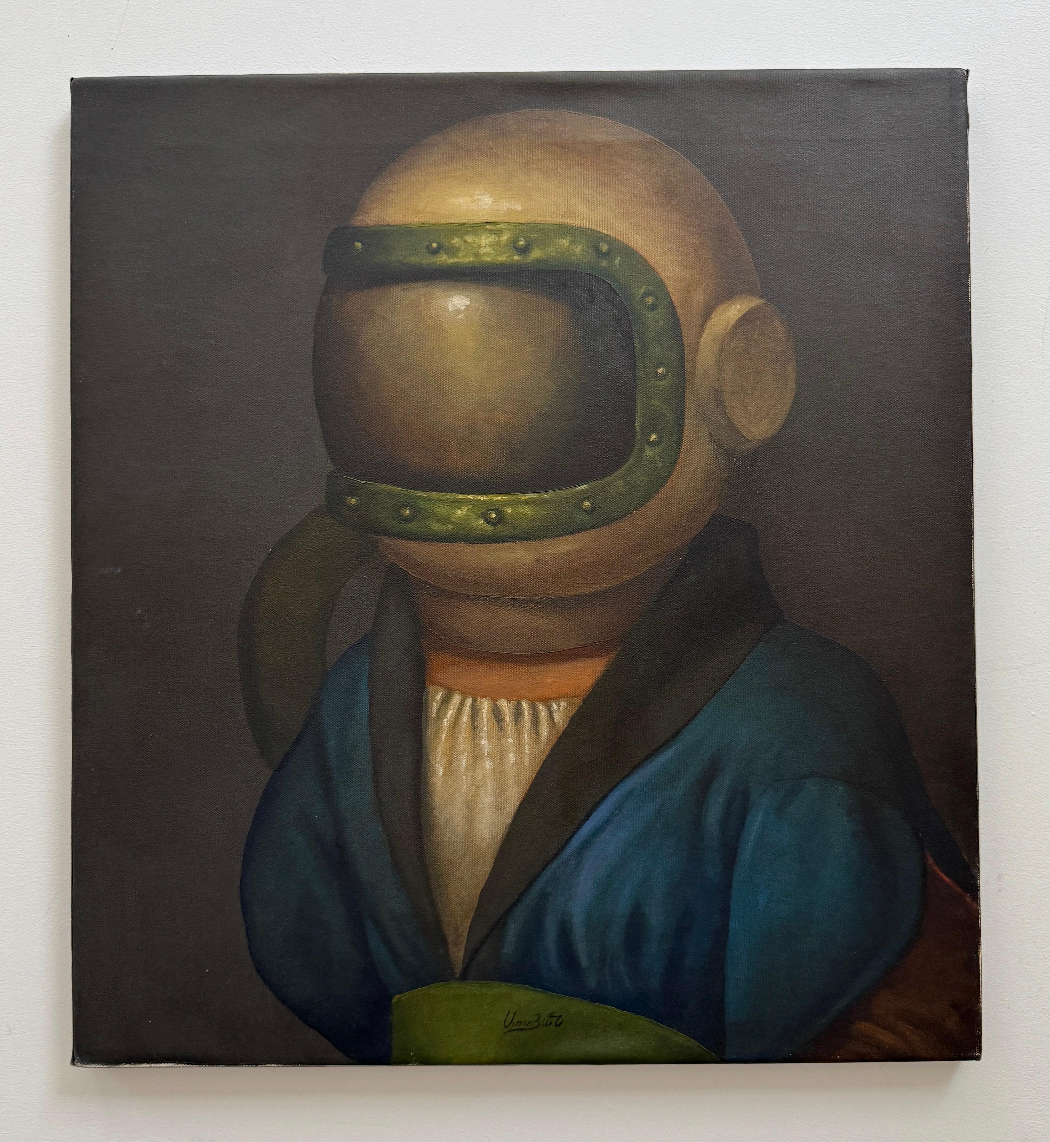 Portrait Surrealism Original Painting
Artist: Ashot Yan
Work: Original Oil Painting, Handmade Artwork, One of a Kind
Medium: Oil on Linen,
Year: 2019
Style: Portrait Surrealism, 
Title: Newcomer
Size: 21.5