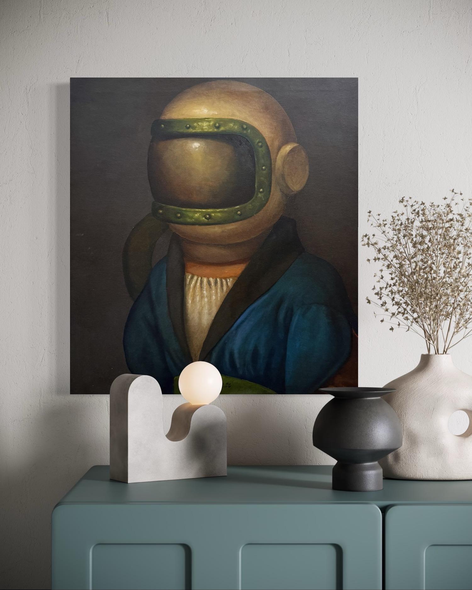 Newcomer, Portrait Surrealism Original oil Painting For Sale 3