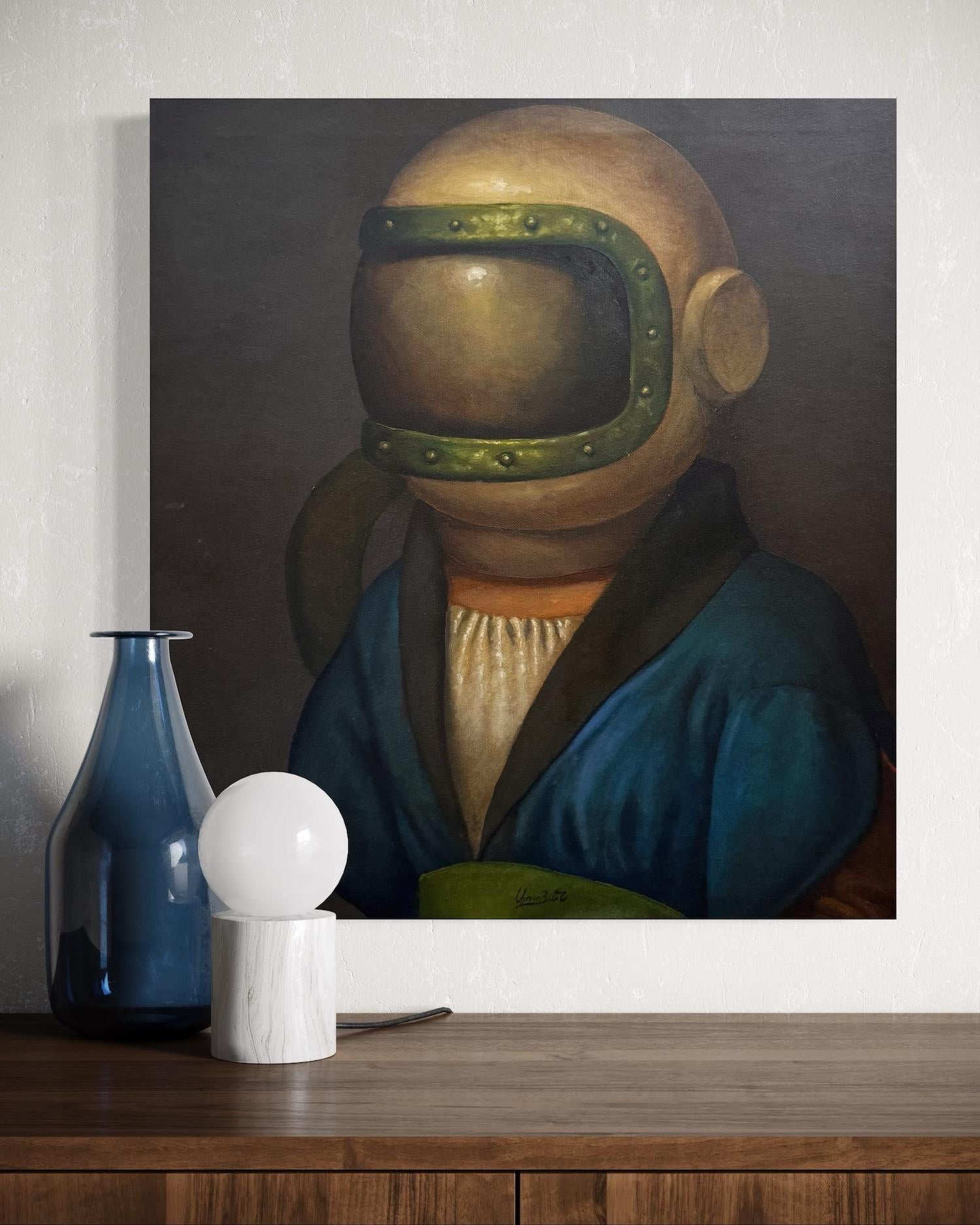 Newcomer, Portrait Surrealism Original oil Painting For Sale 4