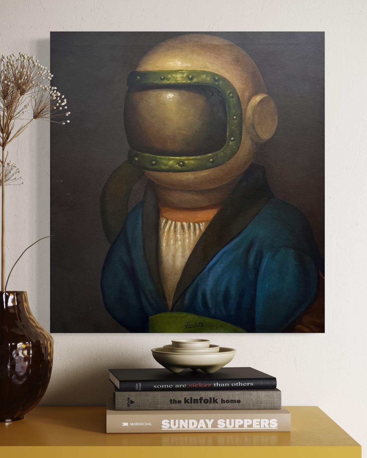 Newcomer, Portrait Surrealism Original oil Painting For Sale 5