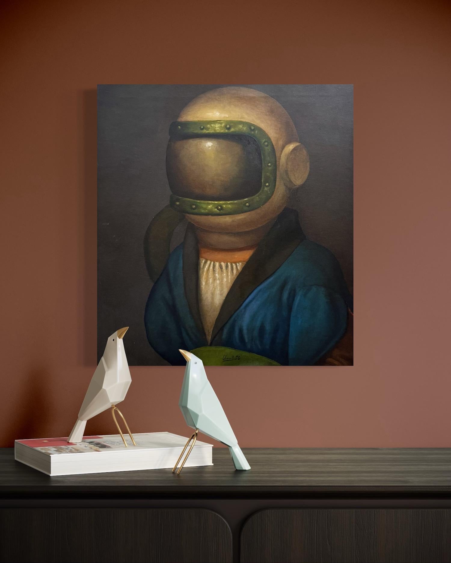 Newcomer, Portrait Surrealism Original oil Painting For Sale 6