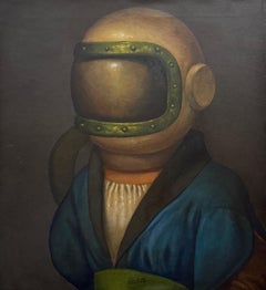 Nouveau venu, Portrait Surréalisme Peinture à l'huile originale