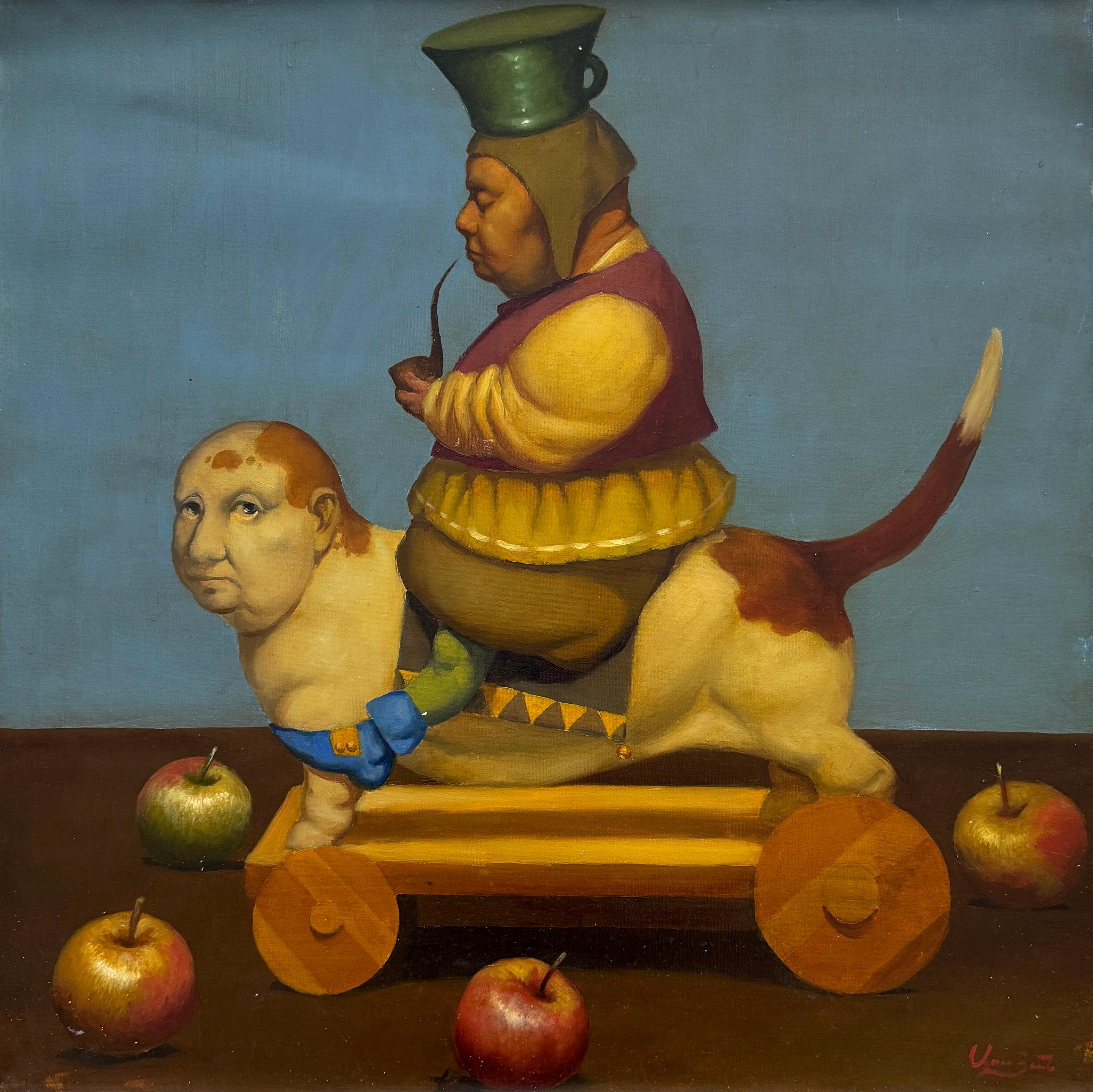 Performance, Figurative Surrealism, Original oil Painting For Sale 2
