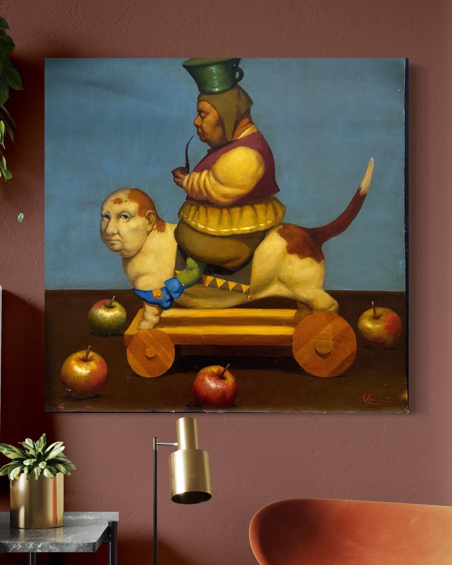 Performance, Figurative Surrealism, Original oil Painting For Sale 5