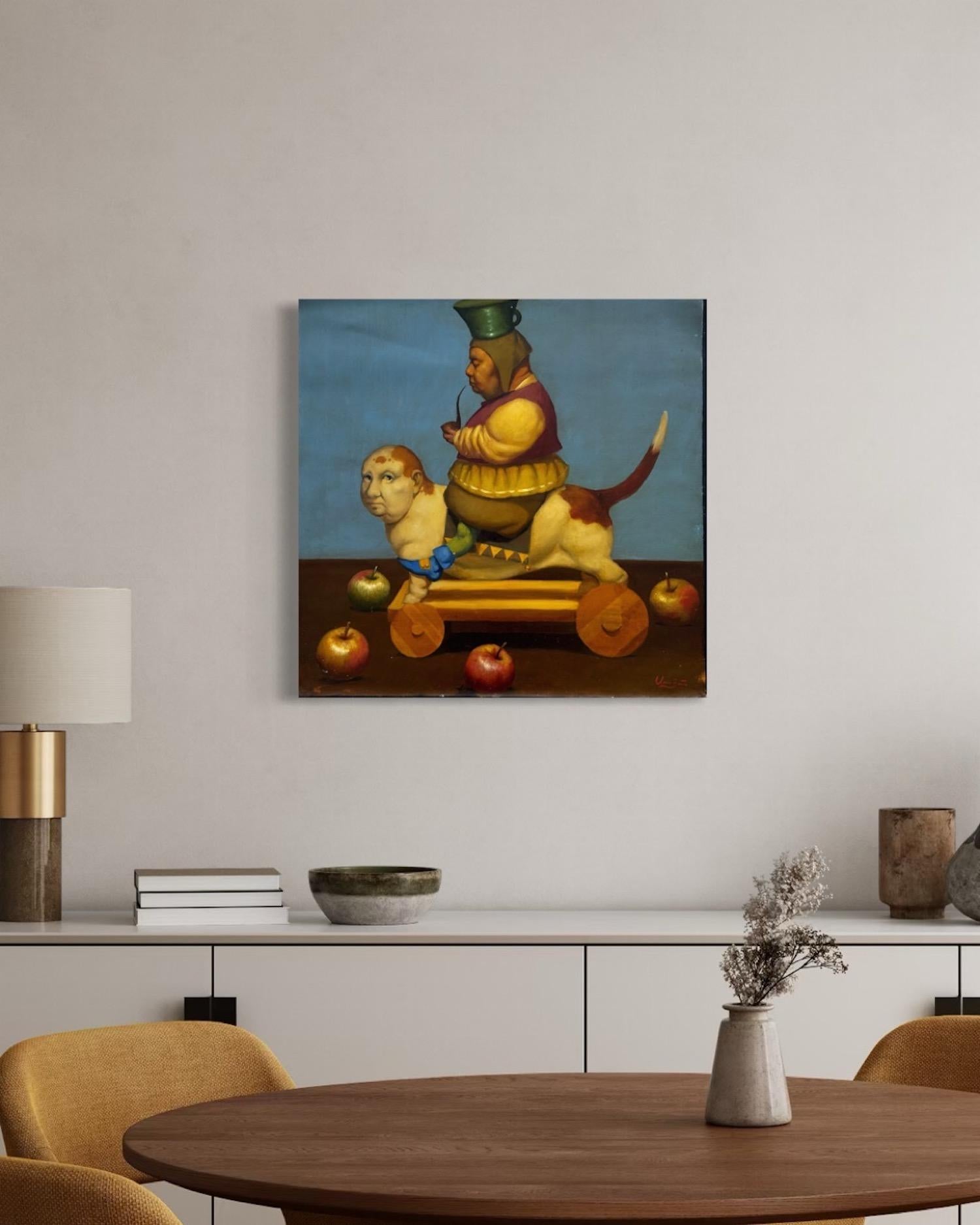 Performance, Figurative Surrealism, Original oil Painting For Sale 6