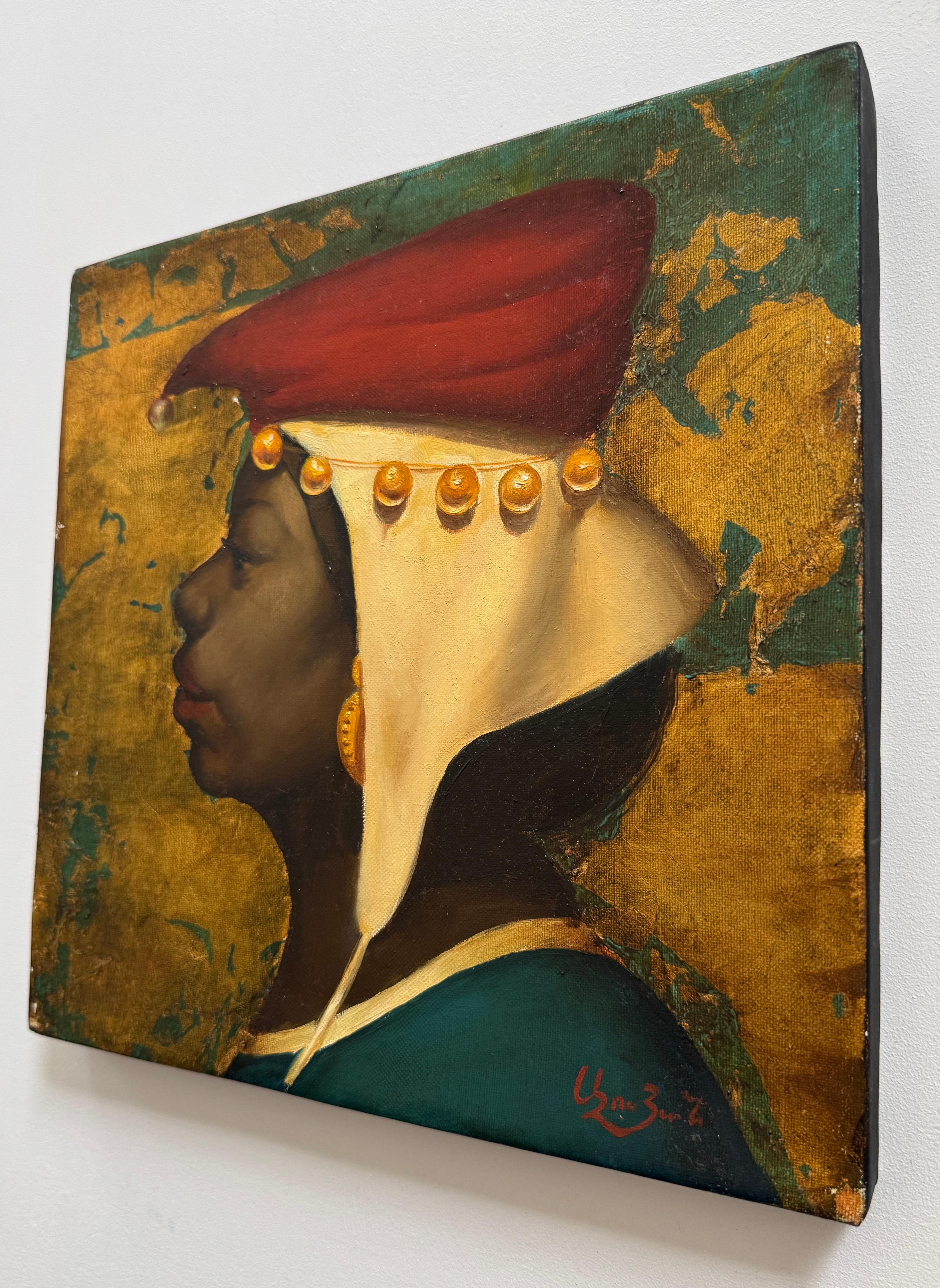 Portrait Ursula, Classic Surrealism Original oil Painting, One of a Kind For Sale 2