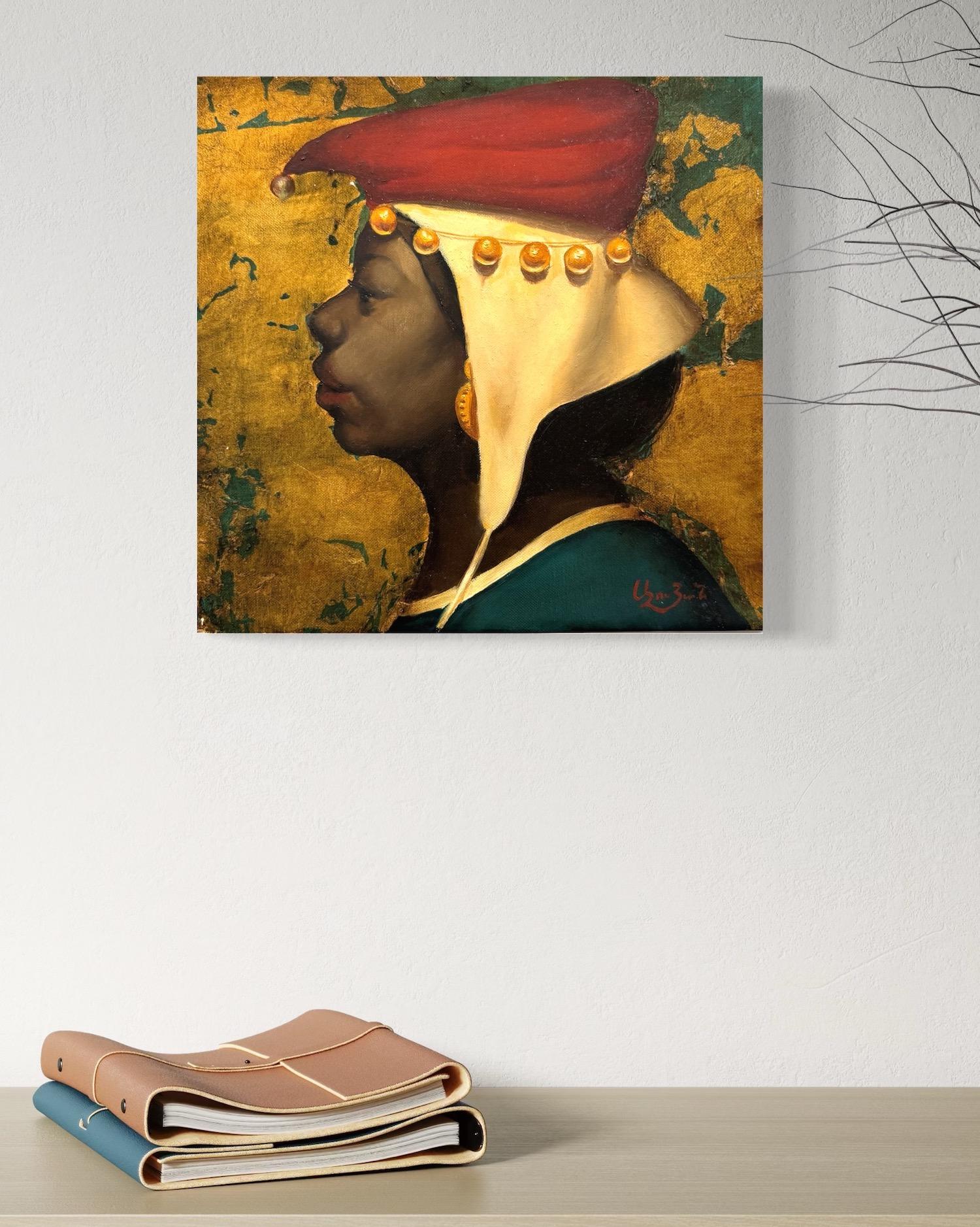 Portrait Ursula, Classic Surrealism Original oil Painting, One of a Kind For Sale 4