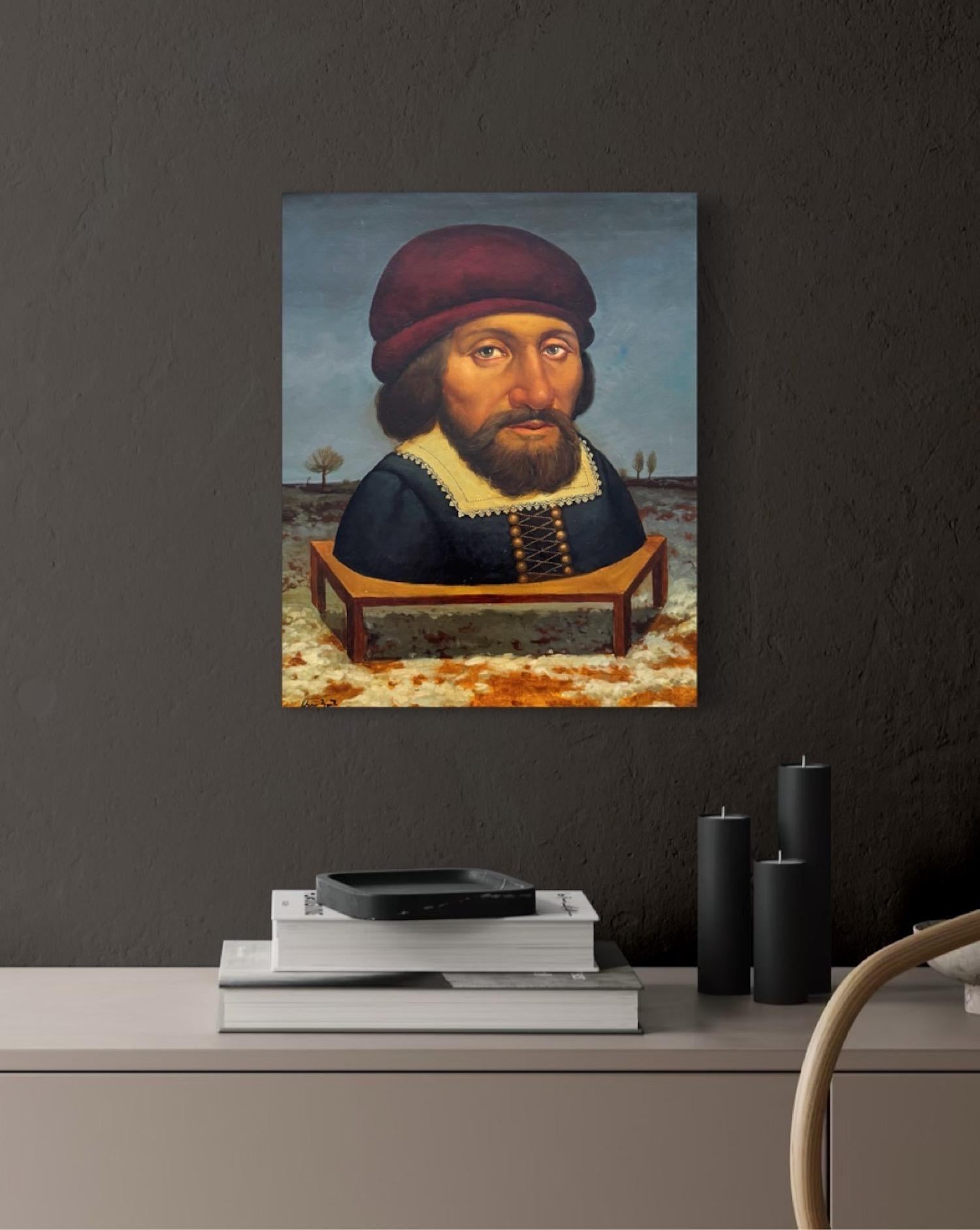 Portrait Max Surrealism, Original oil Painting, One of a Kind For Sale 3