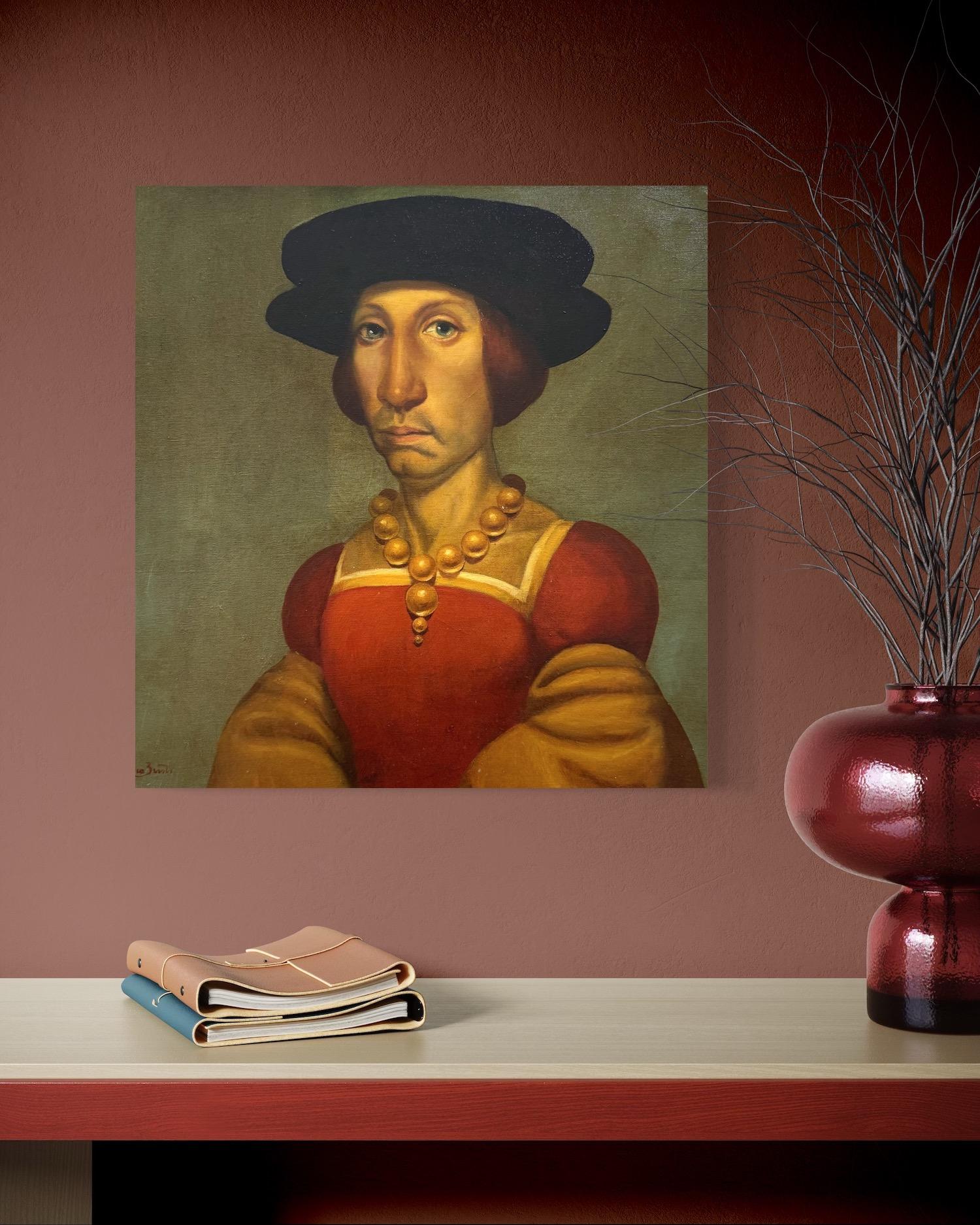 Portrait de Mme Jonathan Surréalisme Peinture à l'huile originale en vente 2