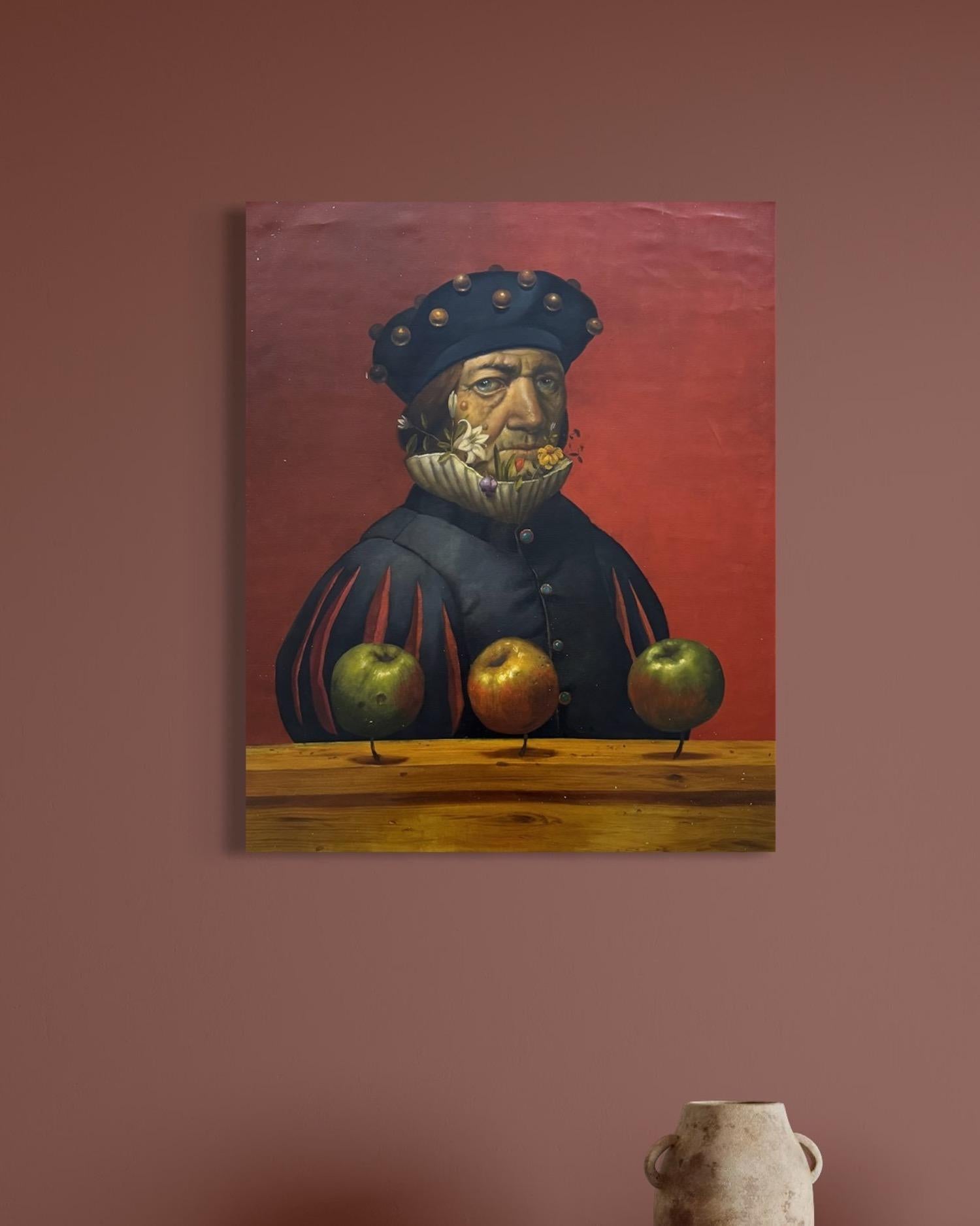 Portrait of a Naturalist Mrs Binoche, Surrealism, Original oil Painting For Sale 2