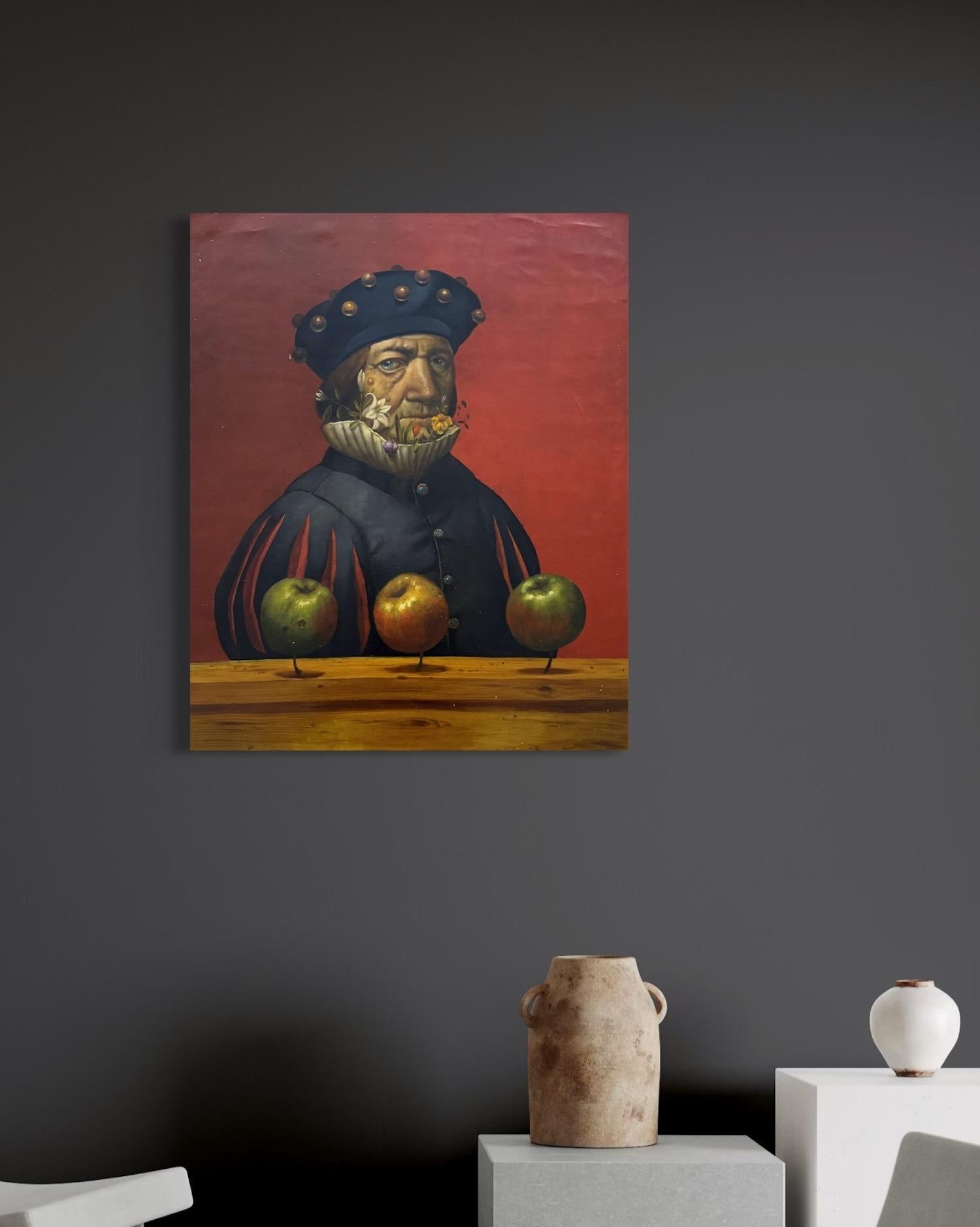 Portrait of a Naturalist Mrs Binoche, Surrealism, Original oil Painting For Sale 3