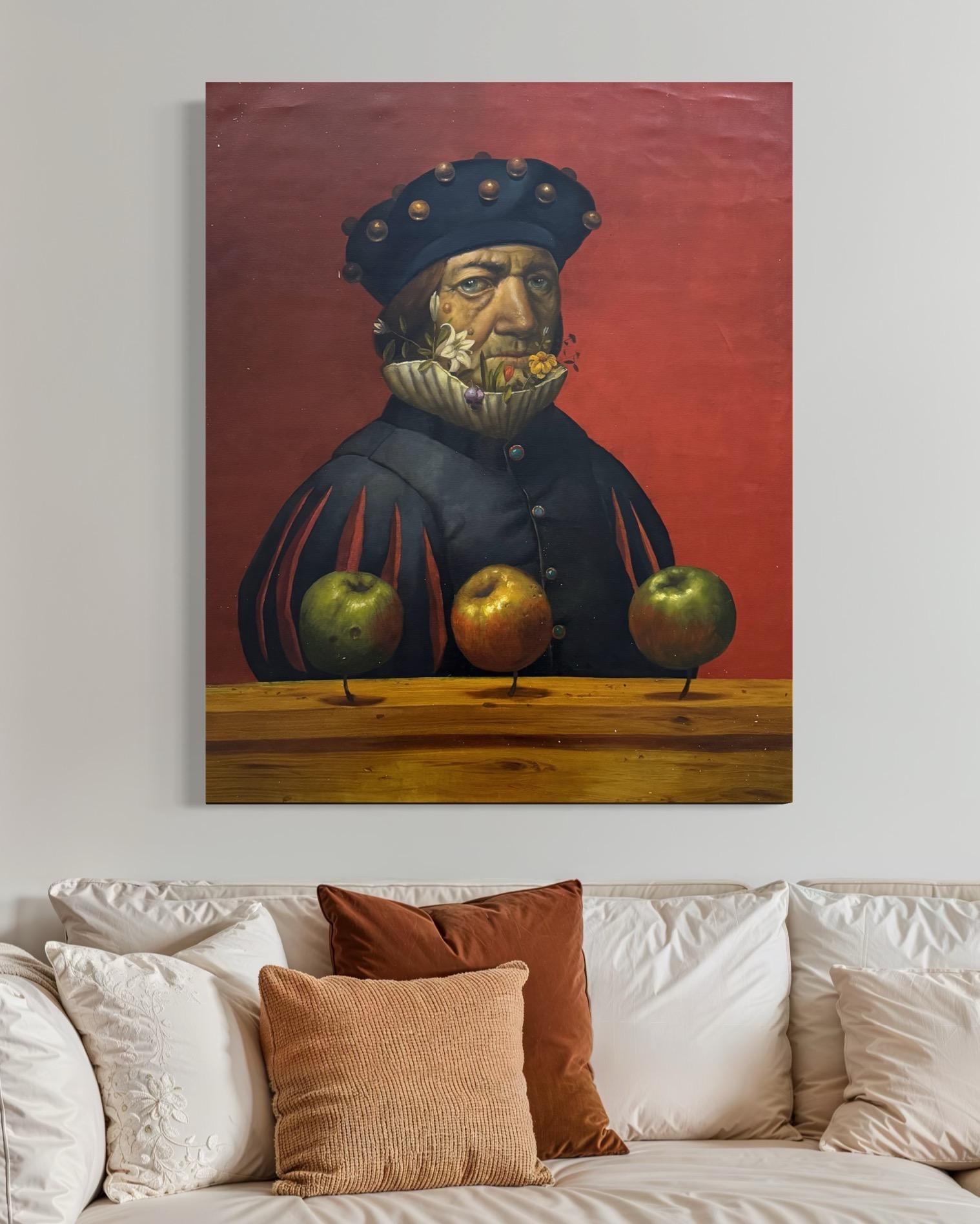 Portrait of a Naturalist Mrs Binoche, Surrealism, Original oil Painting For Sale 4