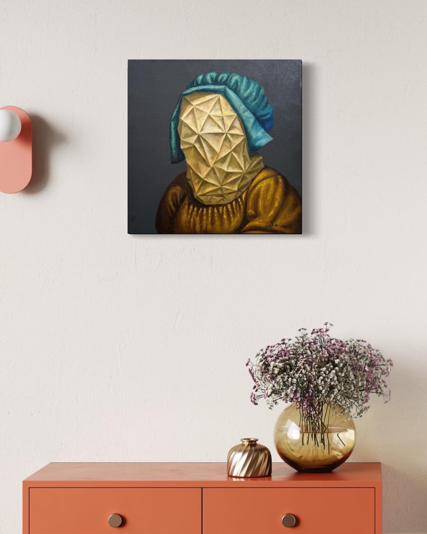 Portrait de femme, surréalisme figuratif Peinture à l'huile originale en vente 2