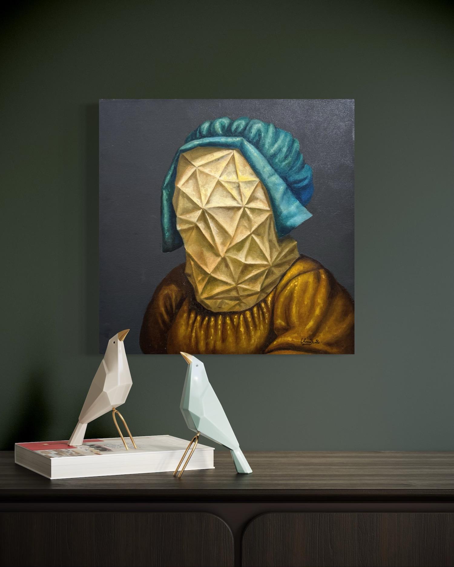Portrait de femme, surréalisme figuratif Peinture à l'huile originale en vente 3