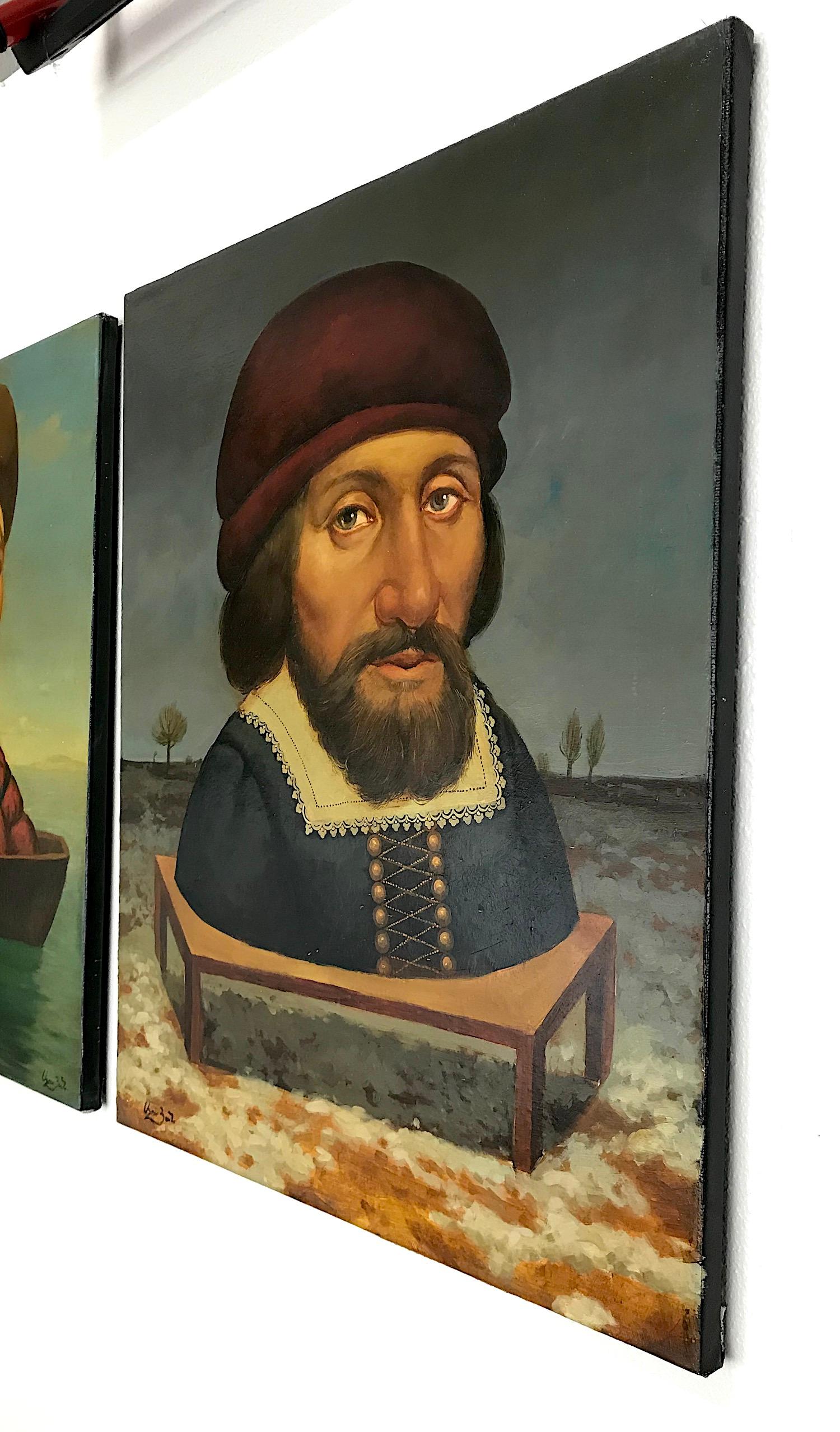 Ritratto, Surrealismo, Pittura ad olio originale, Pezzo unico - Portrait Painting Marrone di Ashot Yan