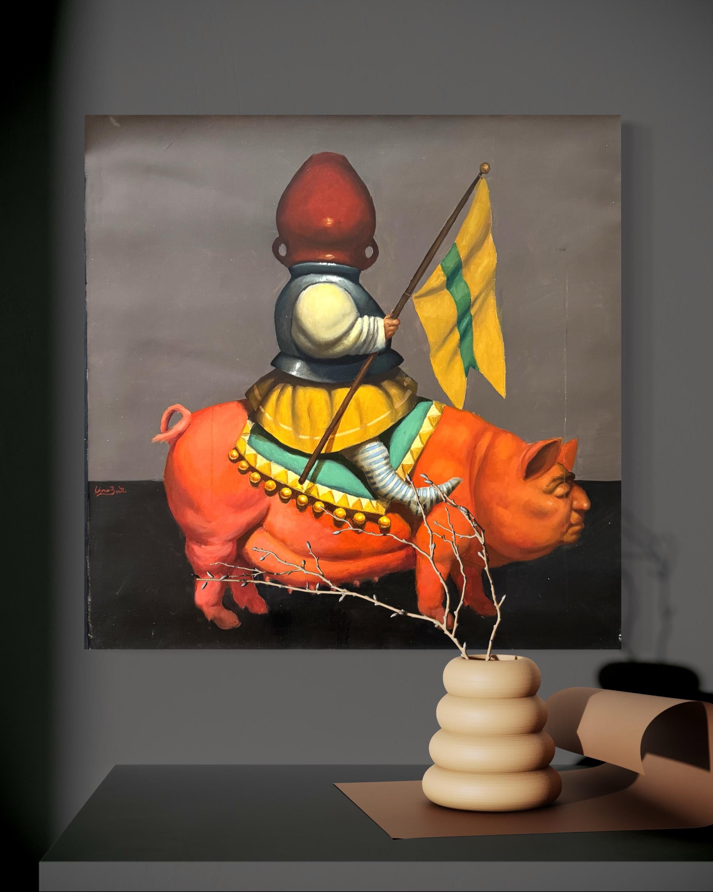 Künstler: Ashot Yan
Werk: Original Ölgemälde, Handgemachtes Kunstwerk, Unikat
Medium: Öl auf Leinen,
Jahr: 2018
Stil: Figurativer Surrealismus, 
Thema: Der Held,
Größe: 23