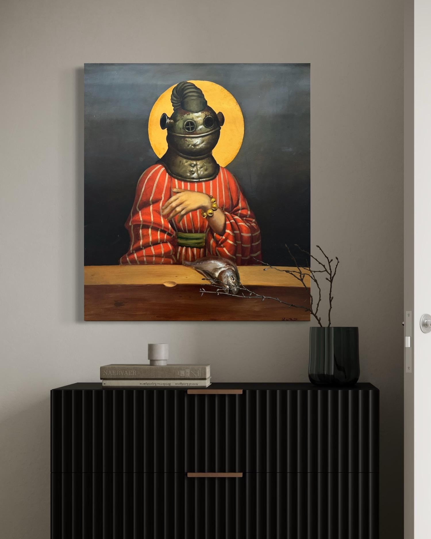 Le Saint Portrait Surréalisme Peinture à l'huile originale en vente 1