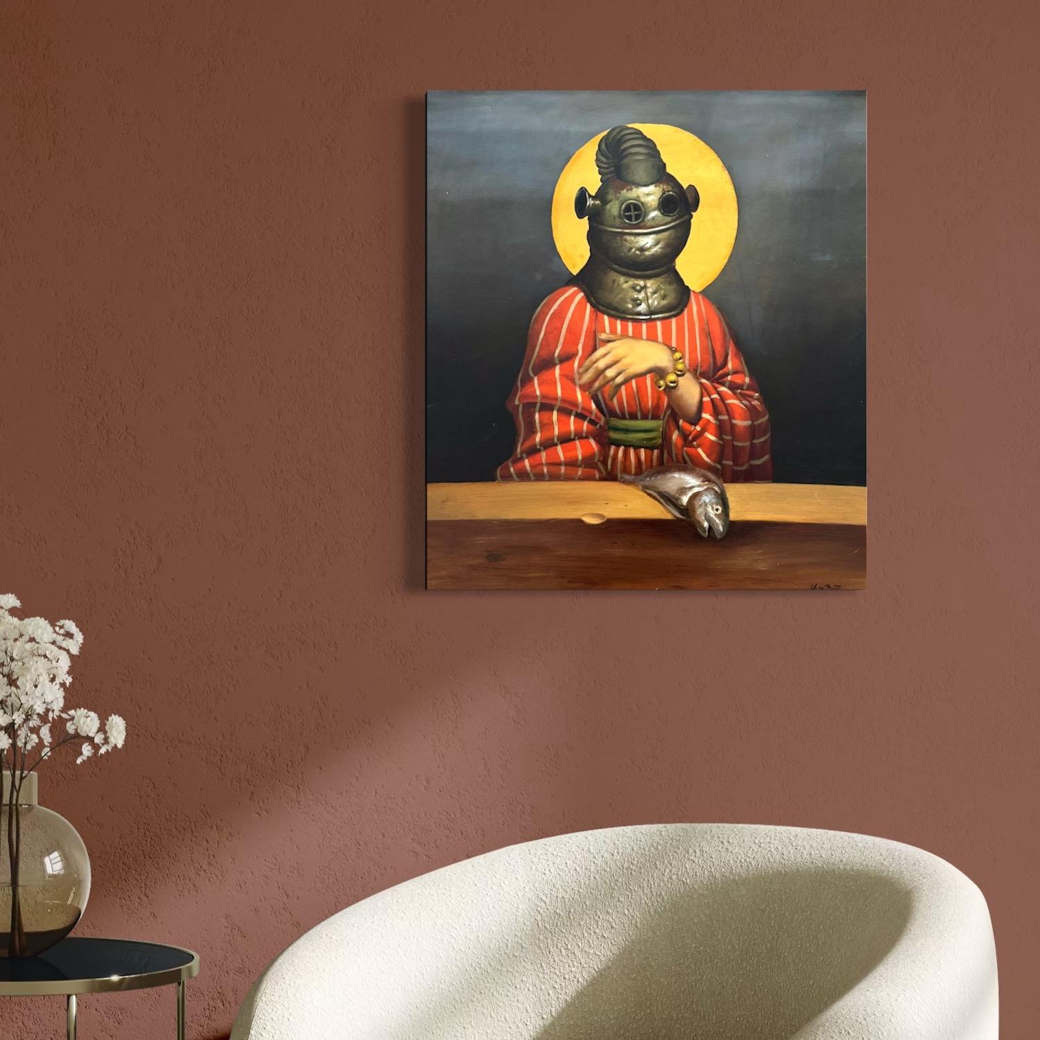 Le Saint Portrait Surréalisme Peinture à l'huile originale en vente 3