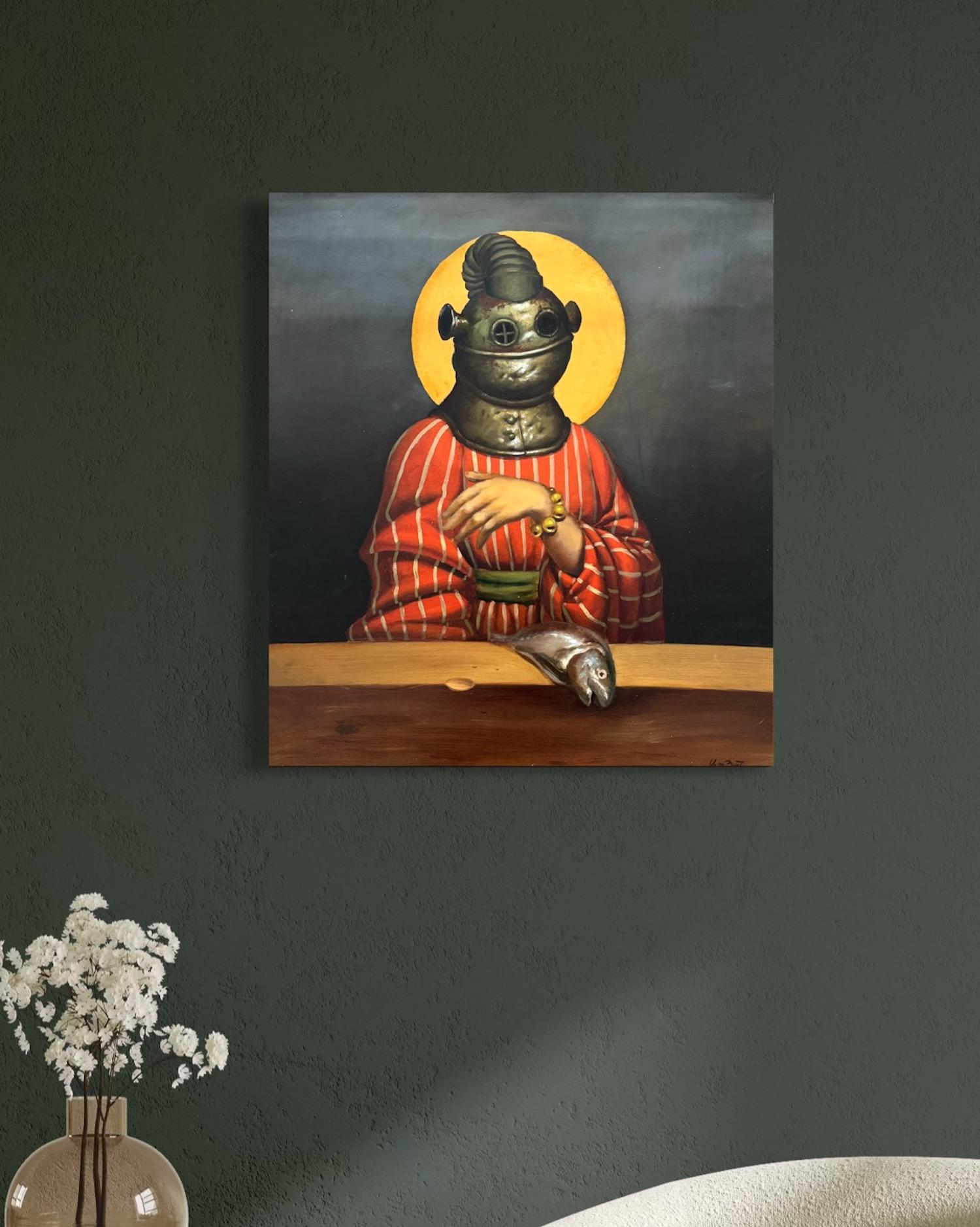 Le Saint Portrait Surréalisme Peinture à l'huile originale en vente 4
