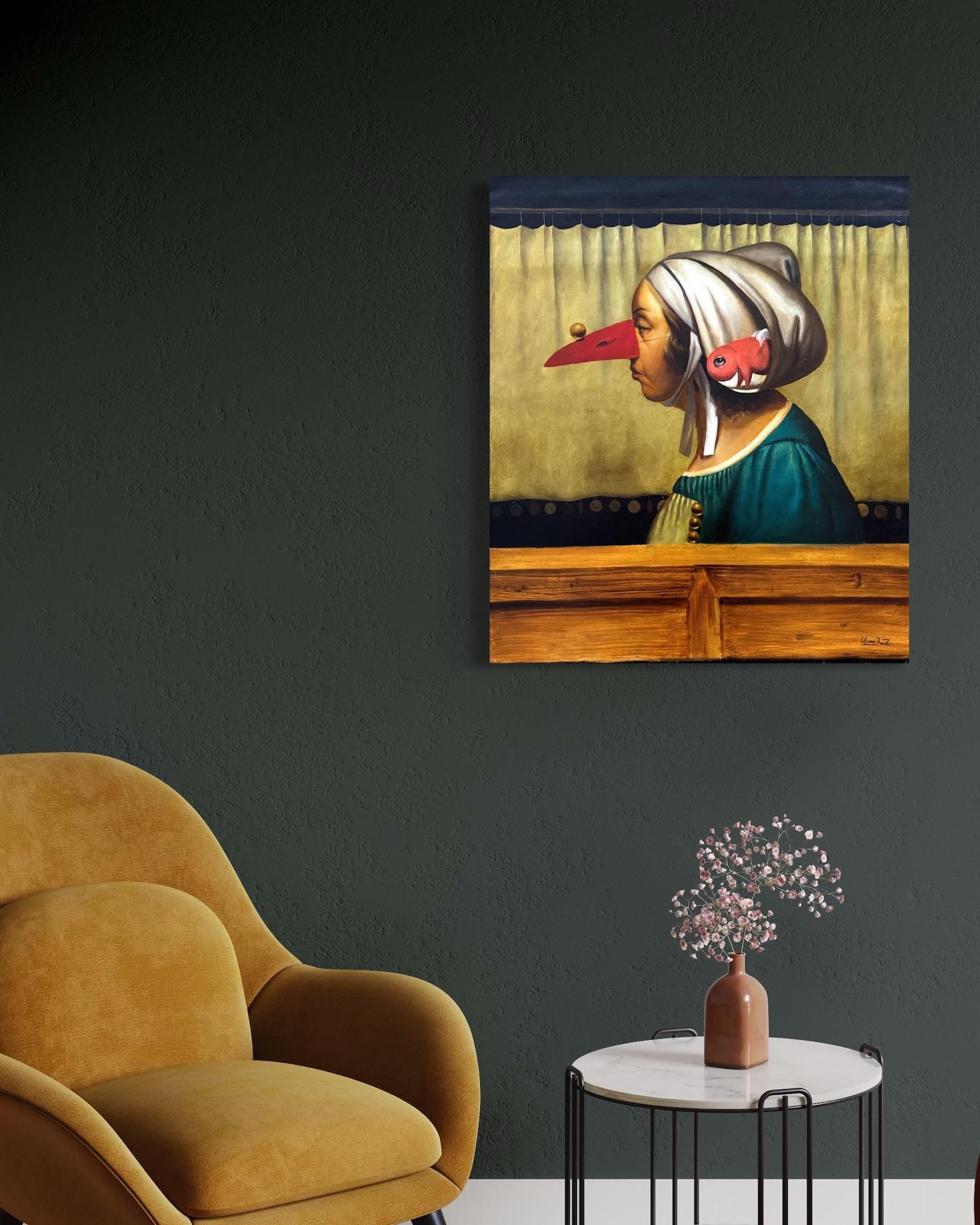 Le portrait de Joko Surréalisme Peinture à l'huile originale - Painting de Ashot Yan