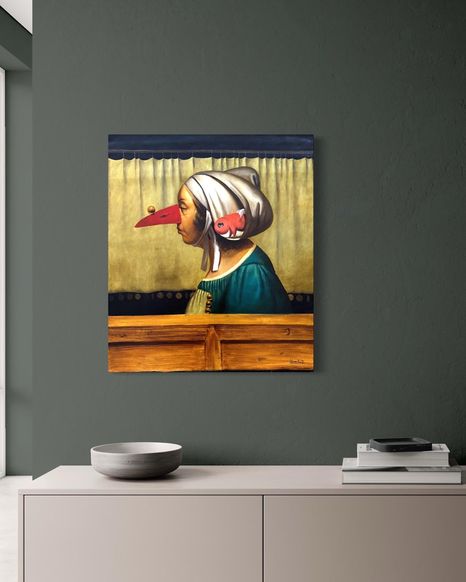 Le portrait de Joko Surréalisme Peinture à l'huile originale en vente 1