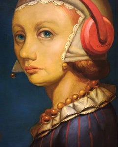 The Music Teacher, Portrait Surrealism, Original oil Painting, Ready to Hang