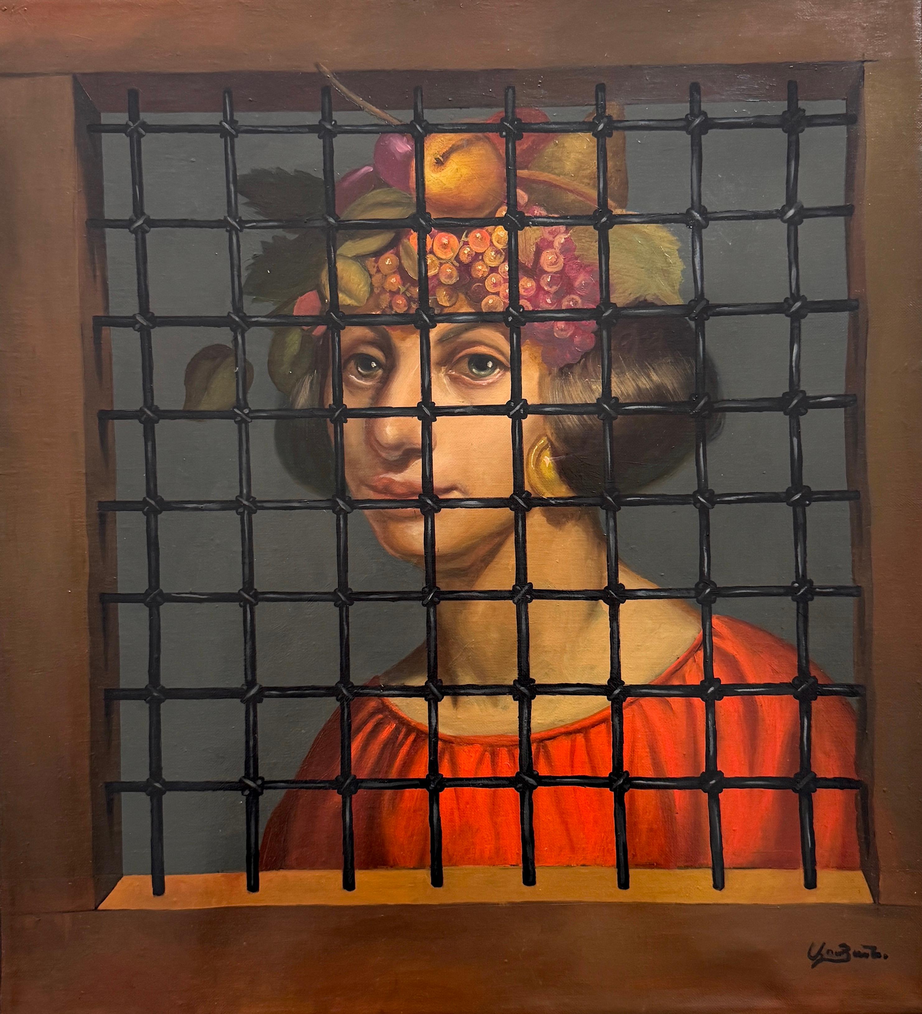 Le pécheur, portrait surréaliste Peinture à l'huile originale