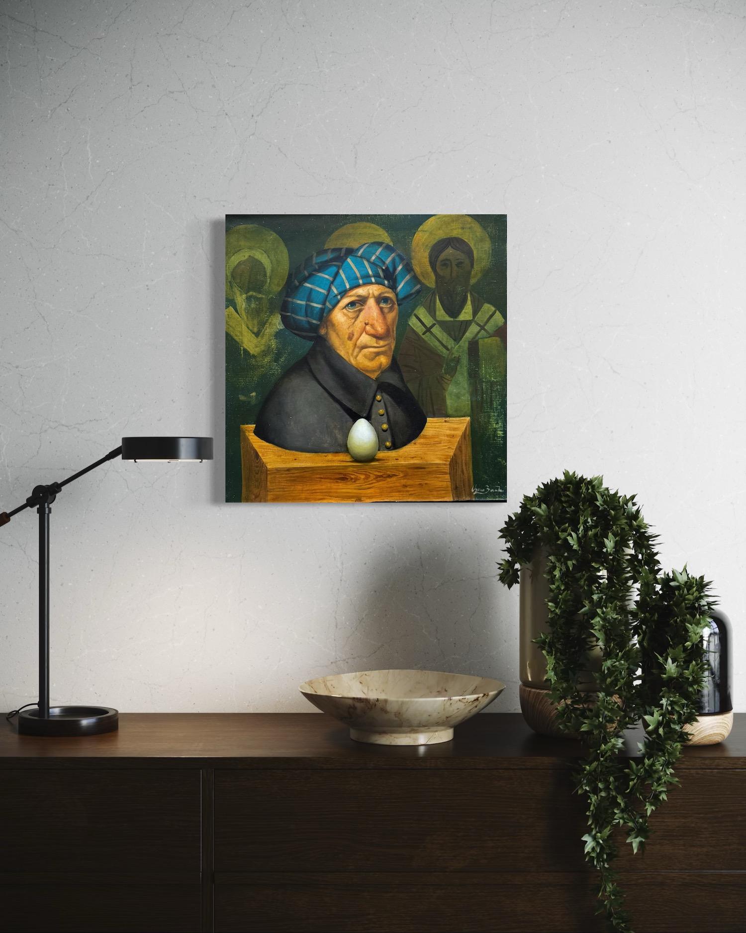 Portrait pensant Surréalisme Peinture à l'huile originale - Painting de Ashot Yan