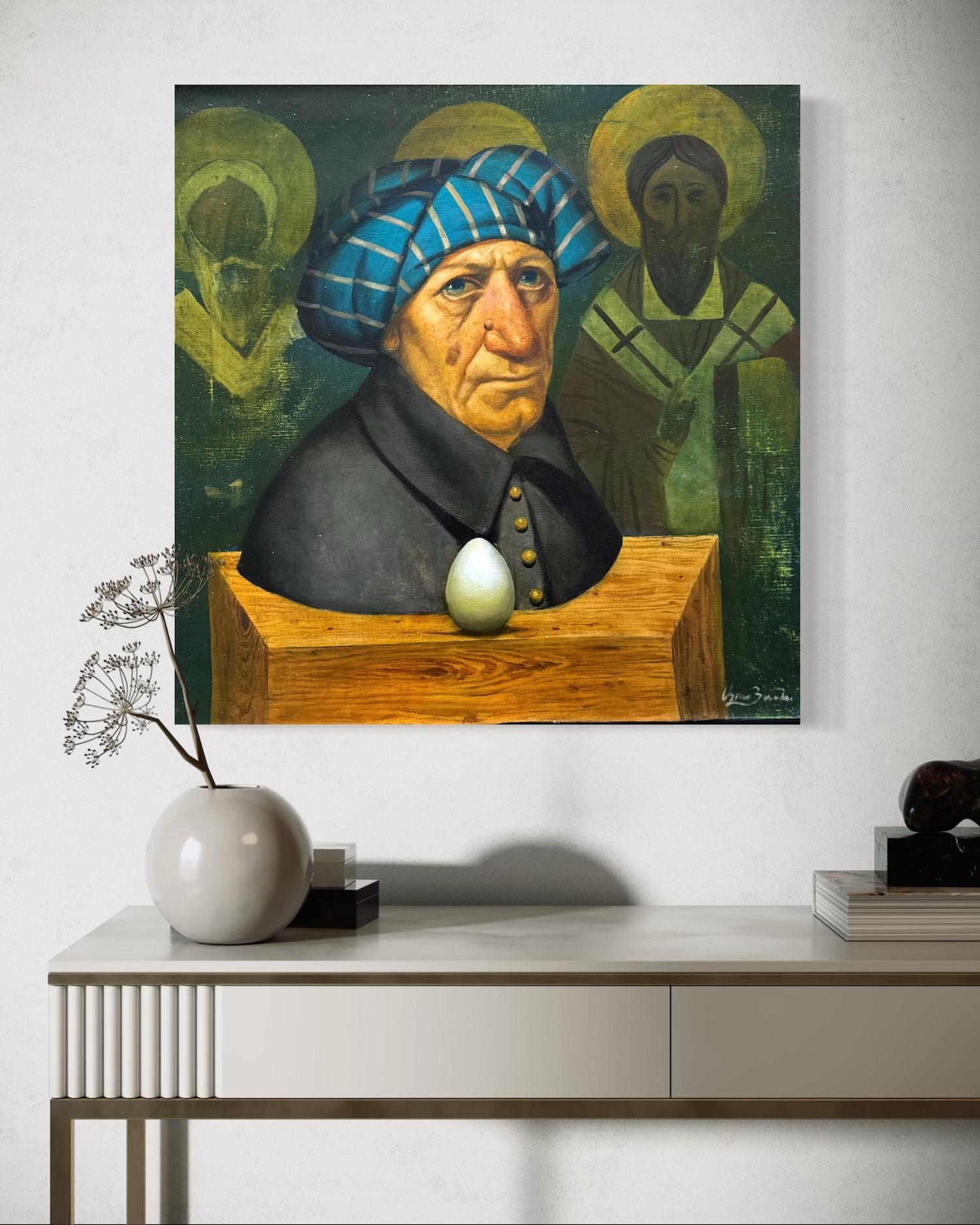 Portrait pensant Surréalisme Peinture à l'huile originale en vente 1