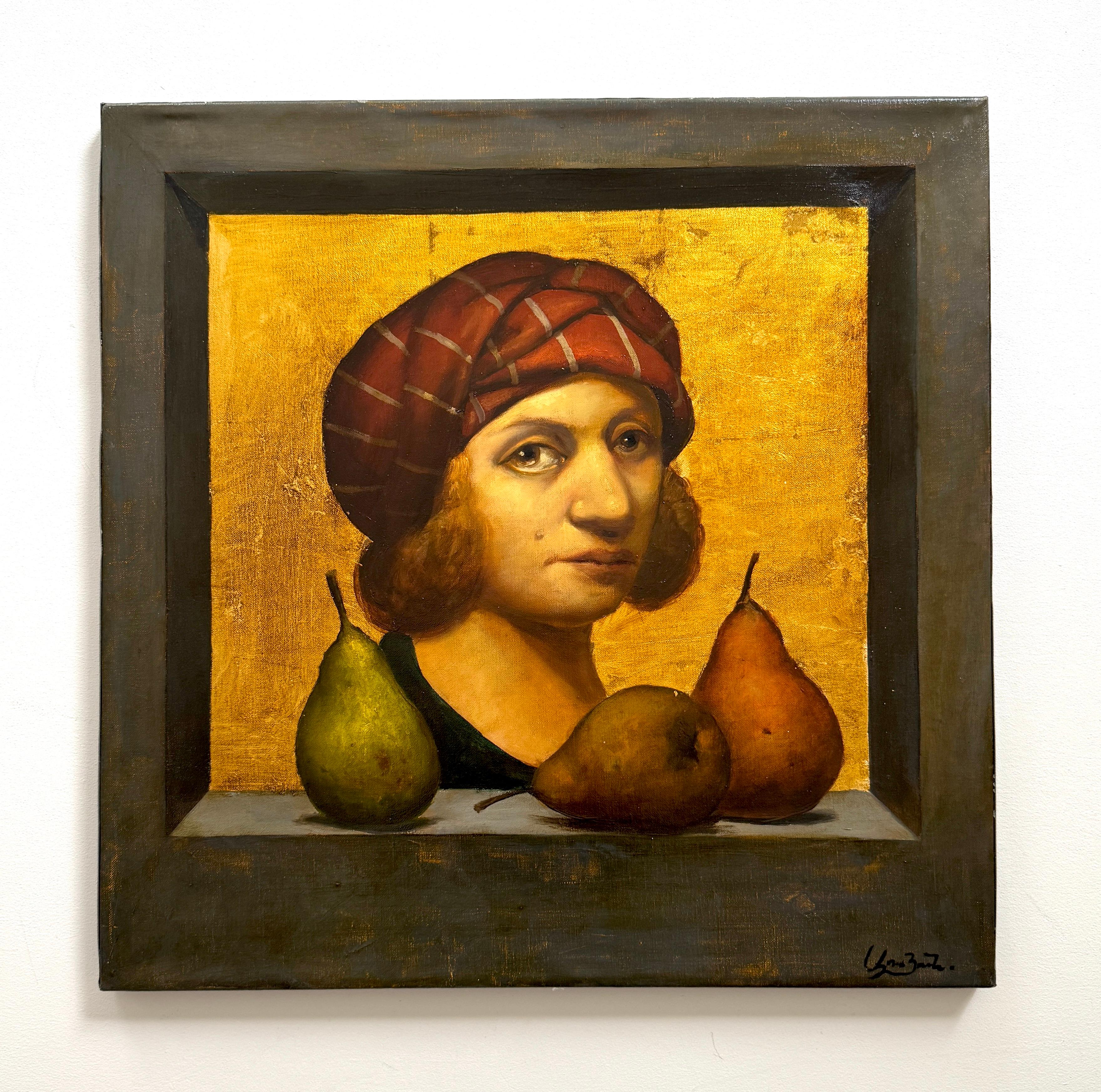 Trois histoires, Portrait Surréalisme Peinture à l'huile originale - Painting de Ashot Yan