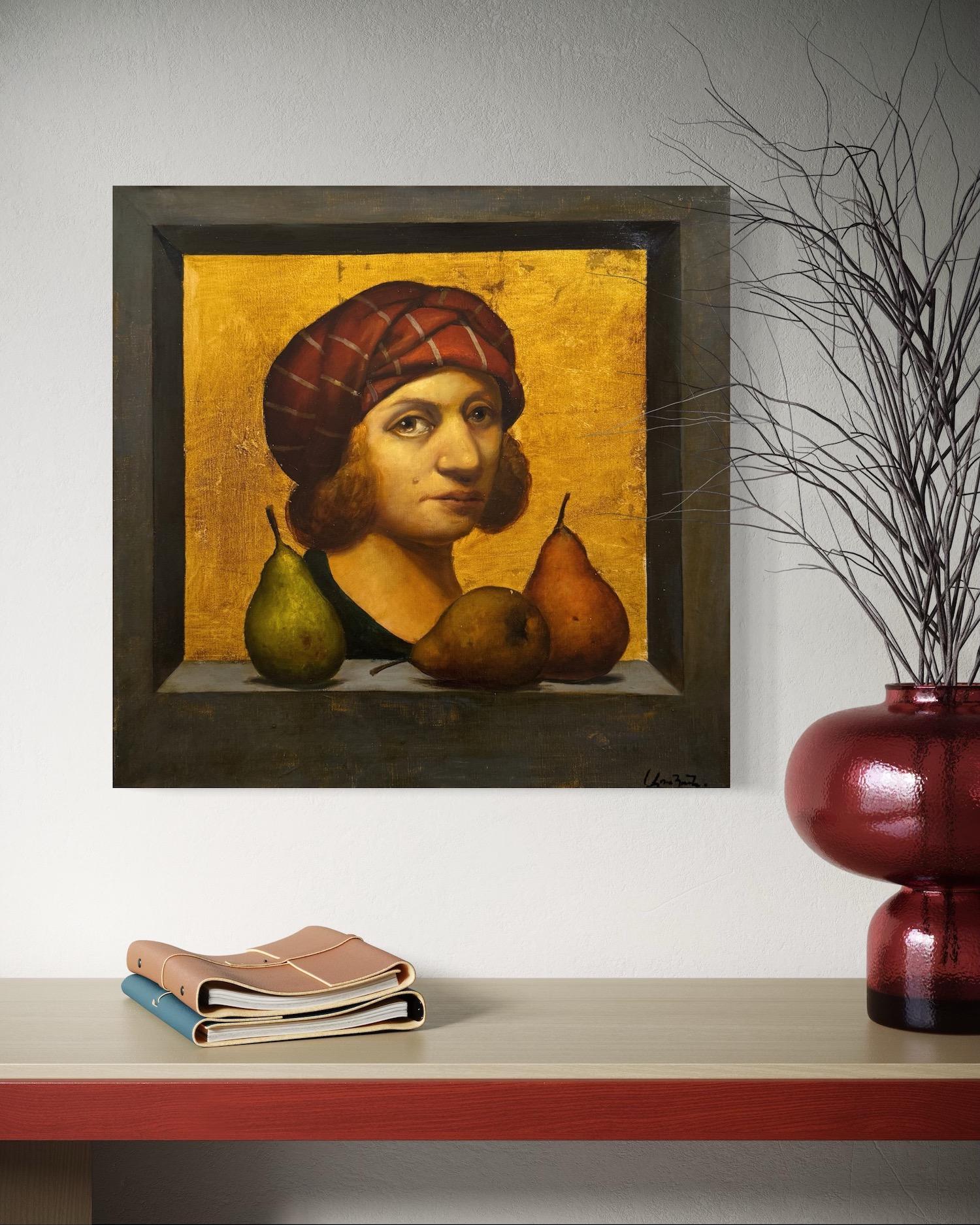 Trois histoires, Portrait Surréalisme Peinture à l'huile originale en vente 1