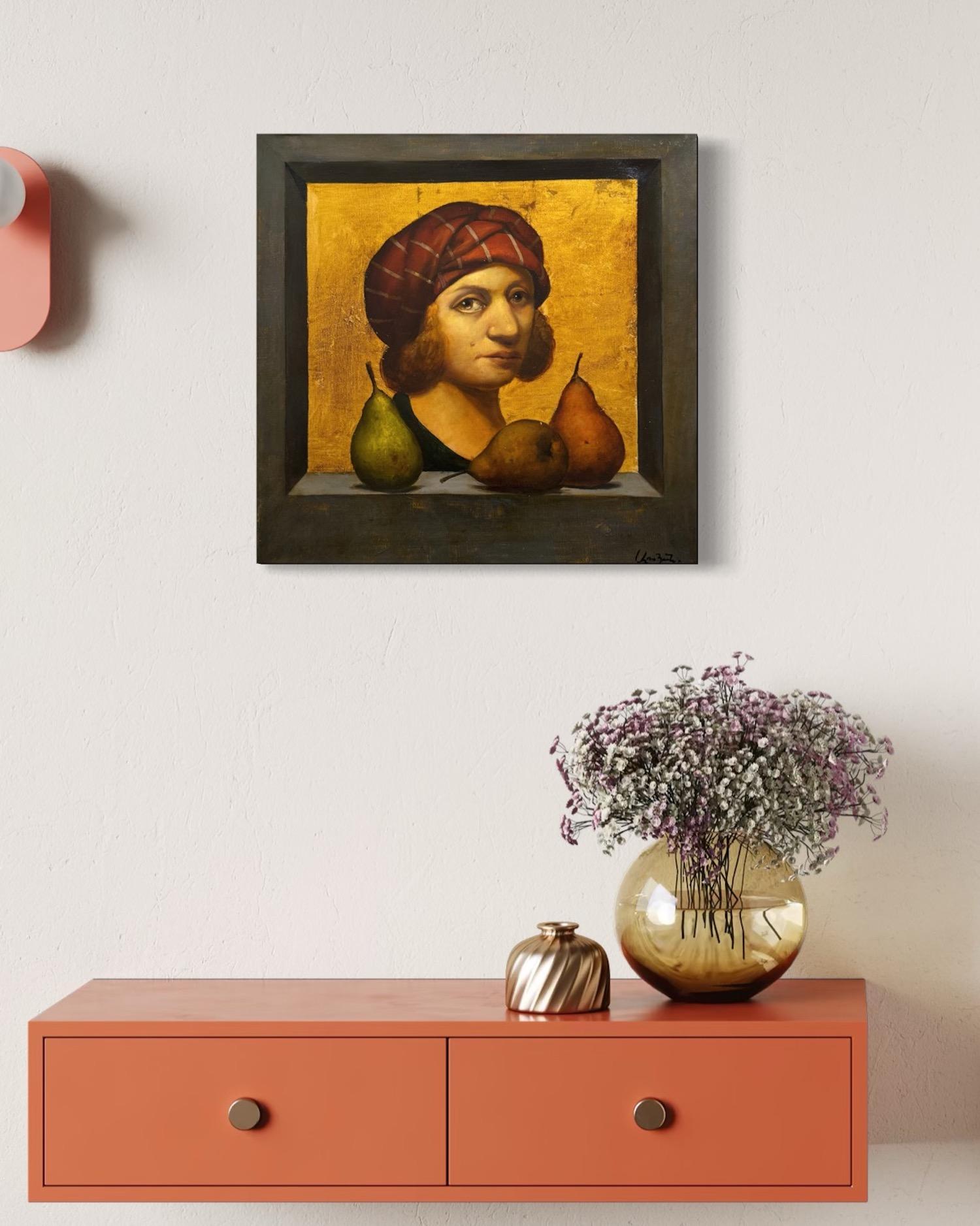 Trois histoires, Portrait Surréalisme Peinture à l'huile originale en vente 2