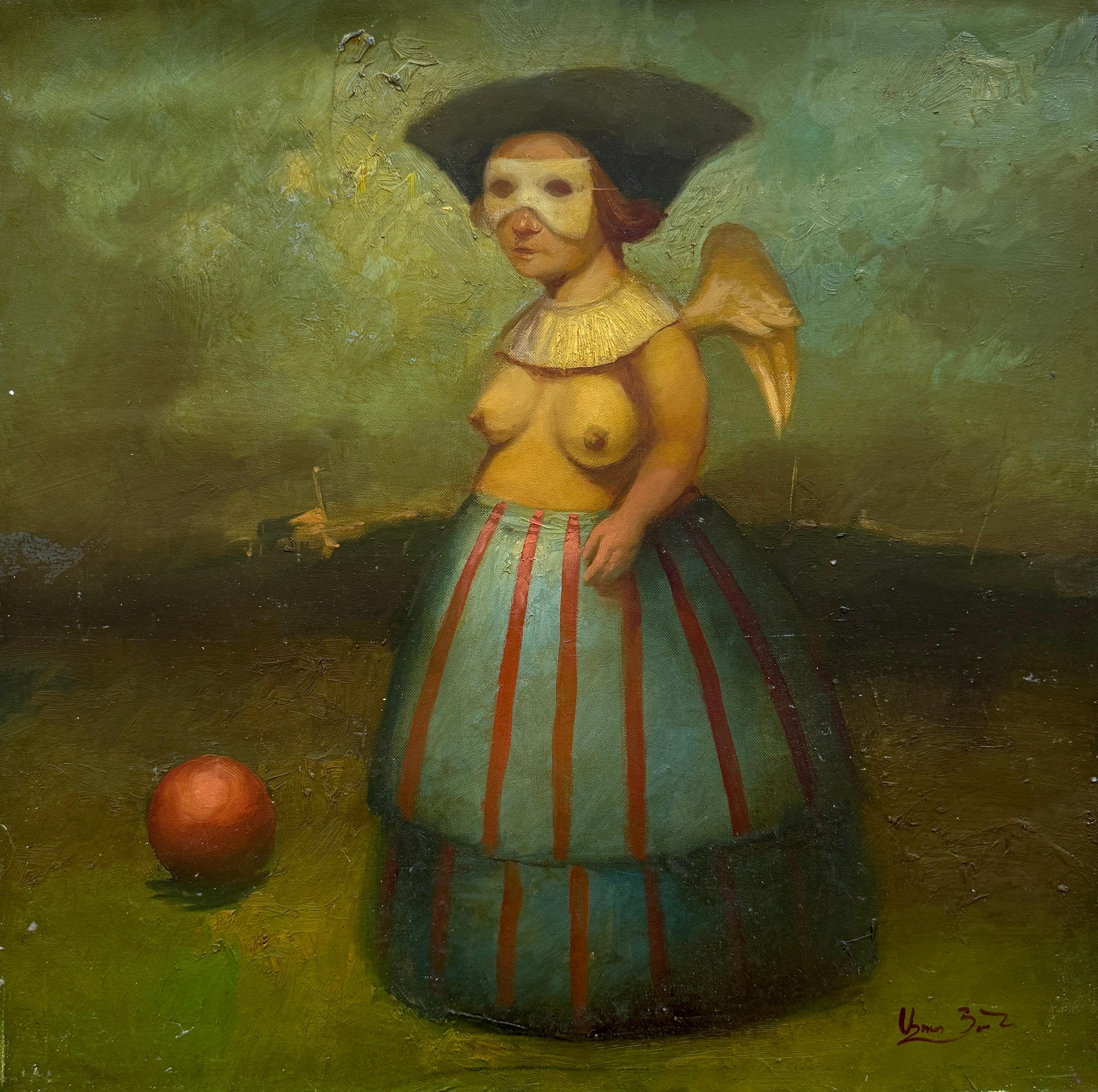 Sous le masque, surréalisme figuratif Peinture à l'huile originale